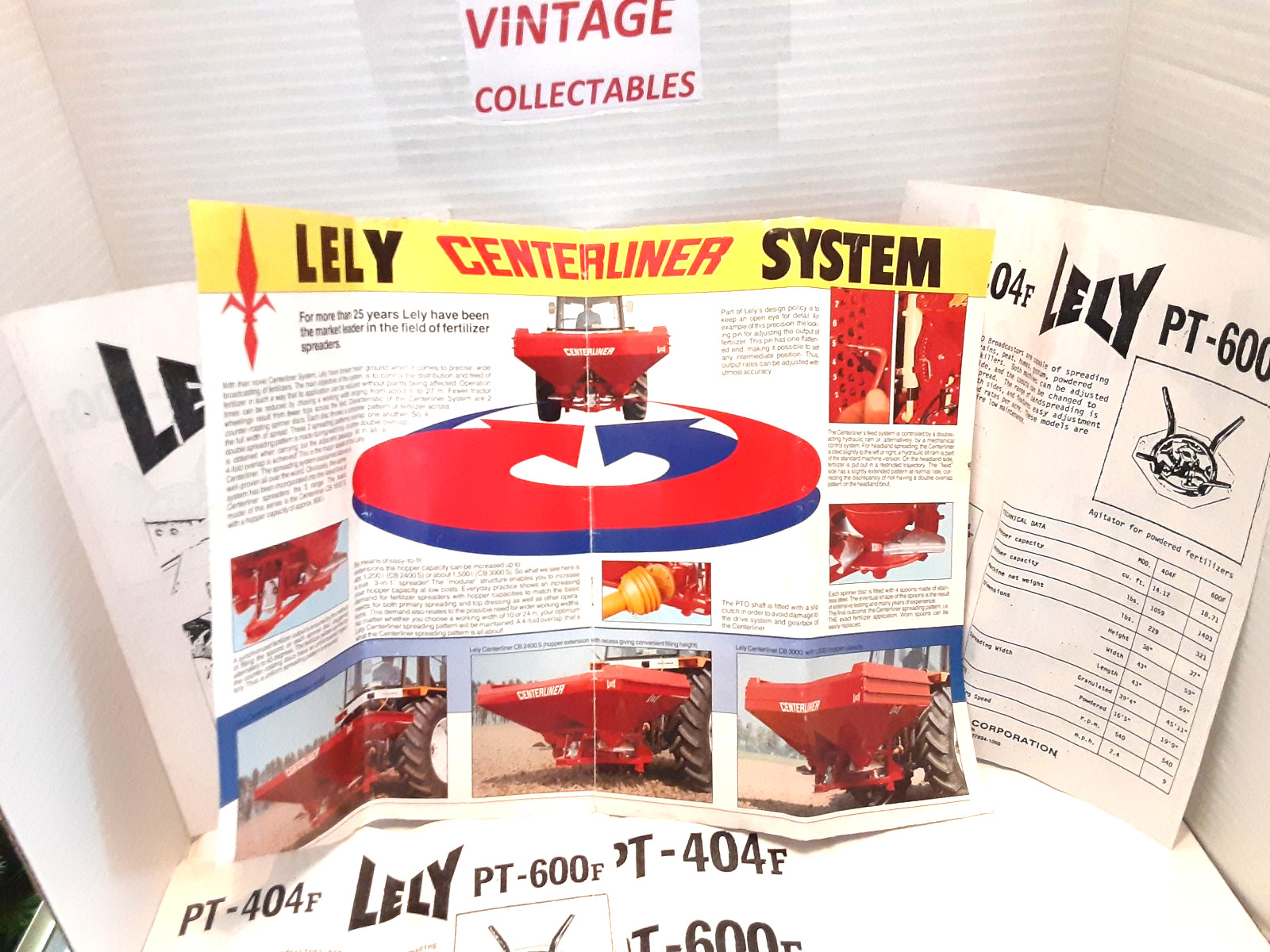 Vintage Lely Centerliner Fertilizer Spreaders PT404, PT600 Sales Flyers