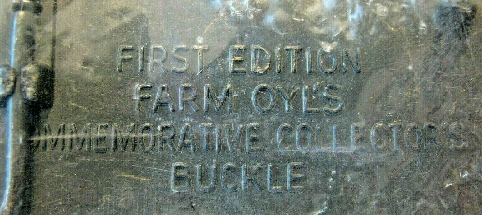 *Farm Oyl Brass Tractor Combine Truck 1984 Collector Belt Buckle Ag Lubricant 55