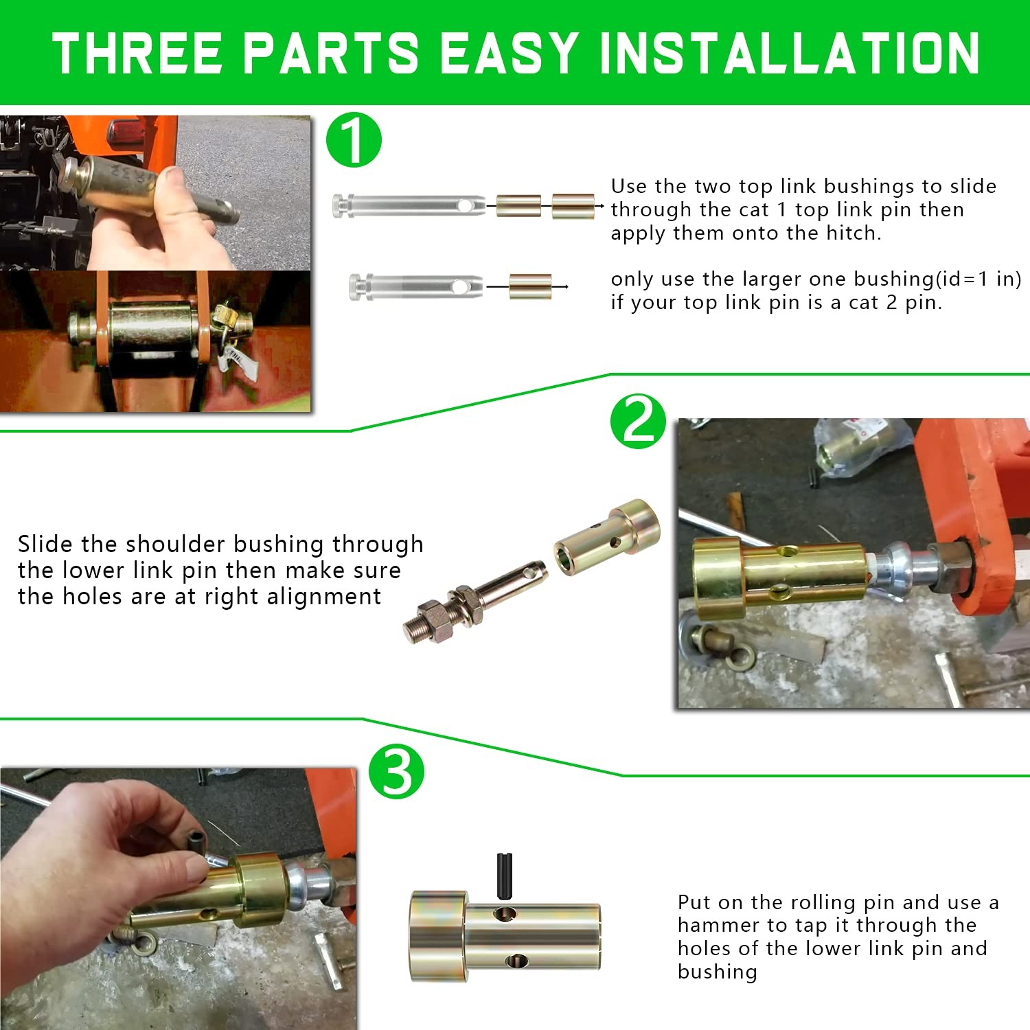Quick Hitch Bushing Kit 2 Pair Category 1 Tractor 3 Point Implement Attachments