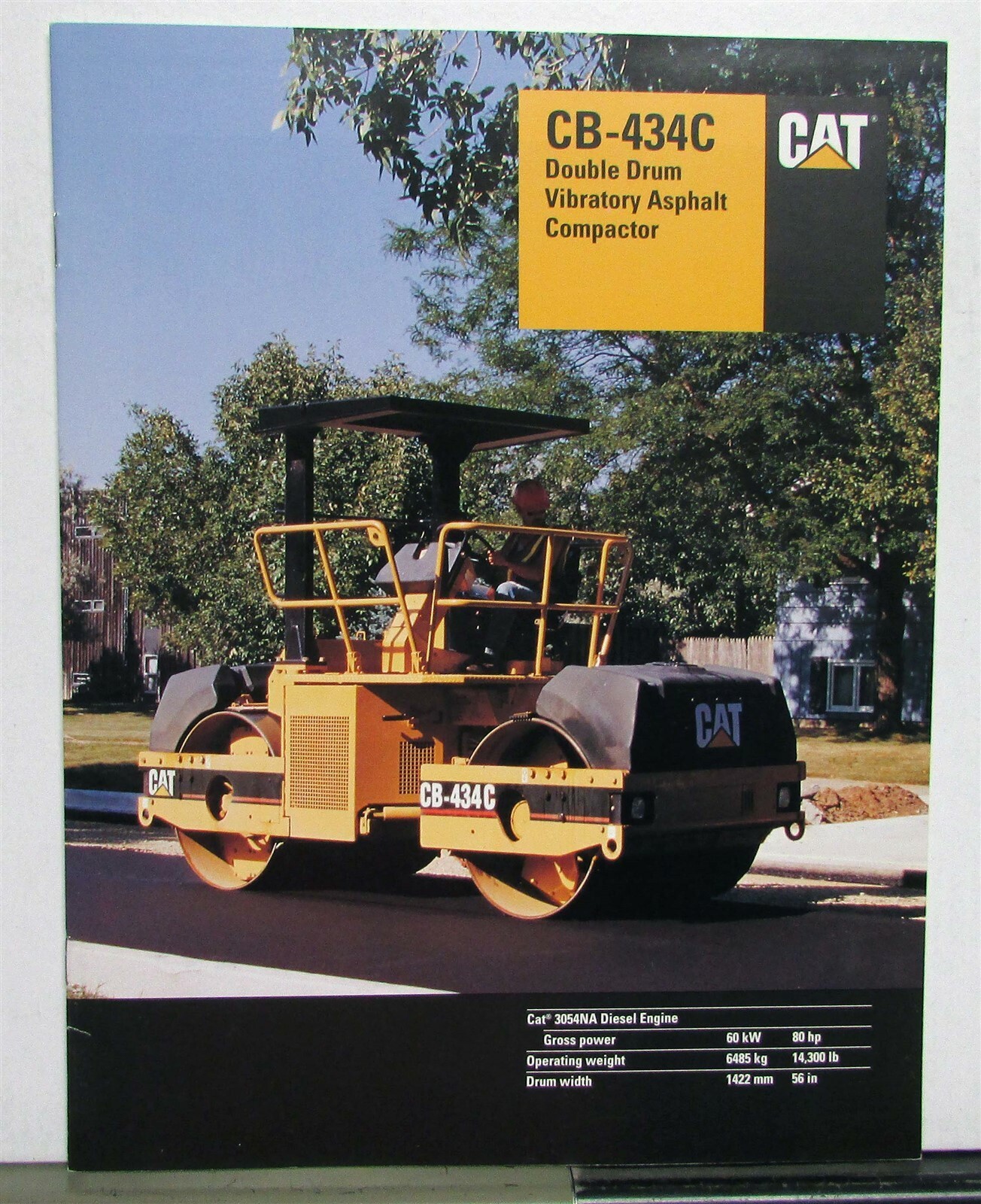 1996 Caterpillar CB 434C Double Drum Vibratory Specs Construction Sales Brochure