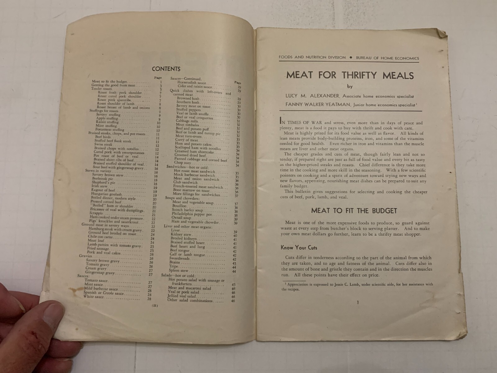 1942 Meat For Thrifty Meals Farmers Bulletin US Department Of Agriculture
