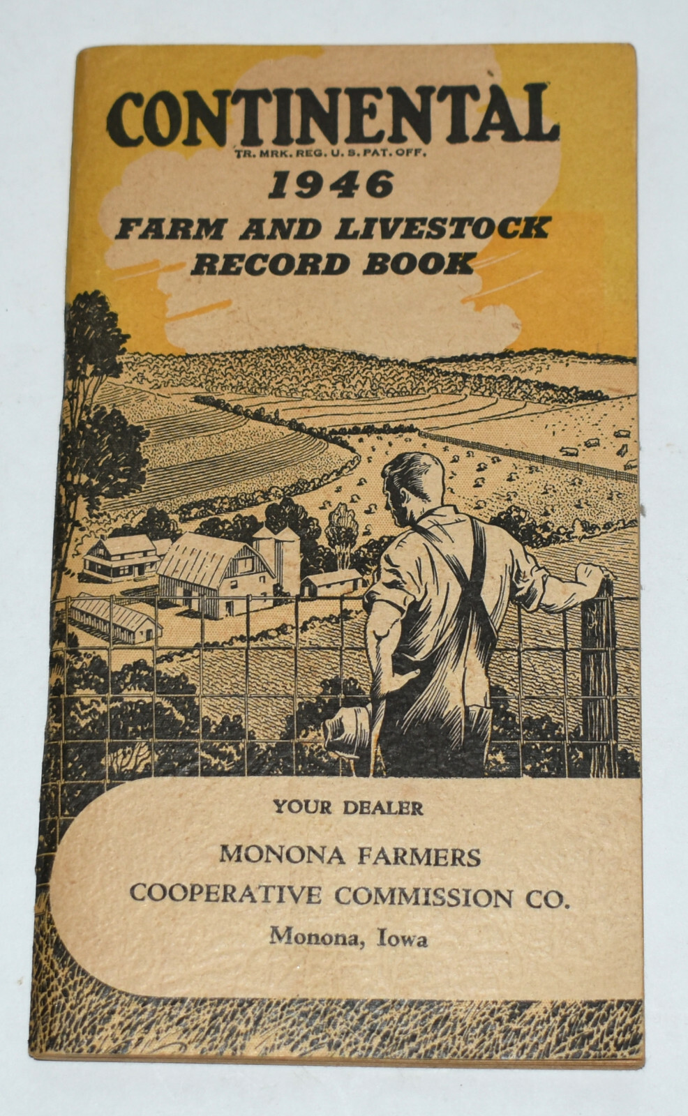 Vintage 1946 Continental Farm Livestock Record Book Advertising Ledger Monona IA