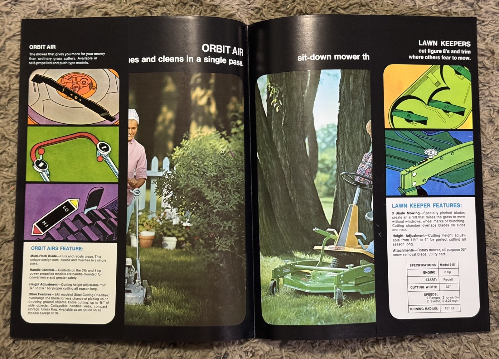 2 Vintage Bolens Husky Big Tractor Original Brochures 1970’s Mowers Tillers