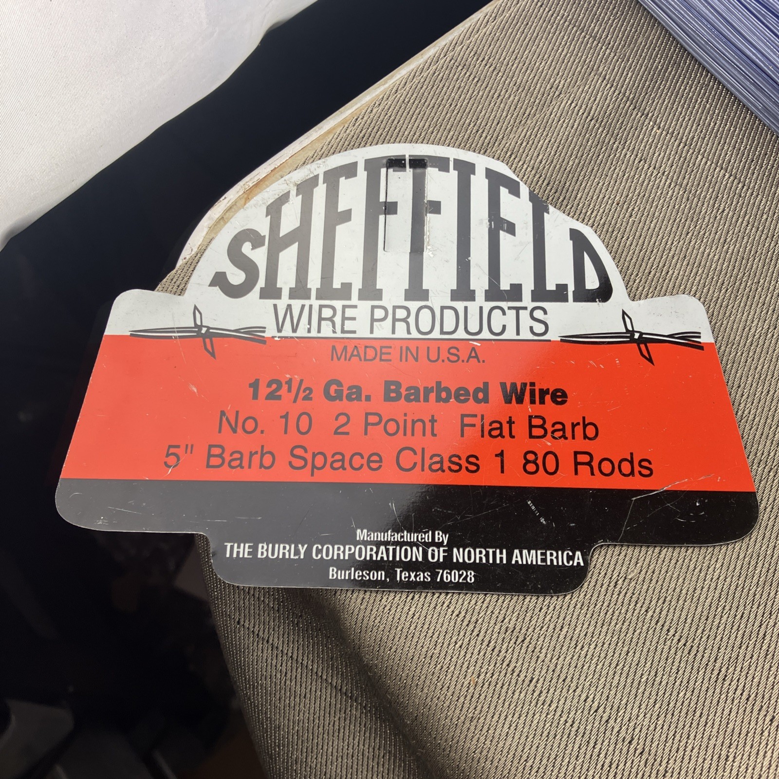 Vintage Sheffield Fence Metal Sign SHEFFIELD WIRE PRODUCTS MADE IN USA 6”unused