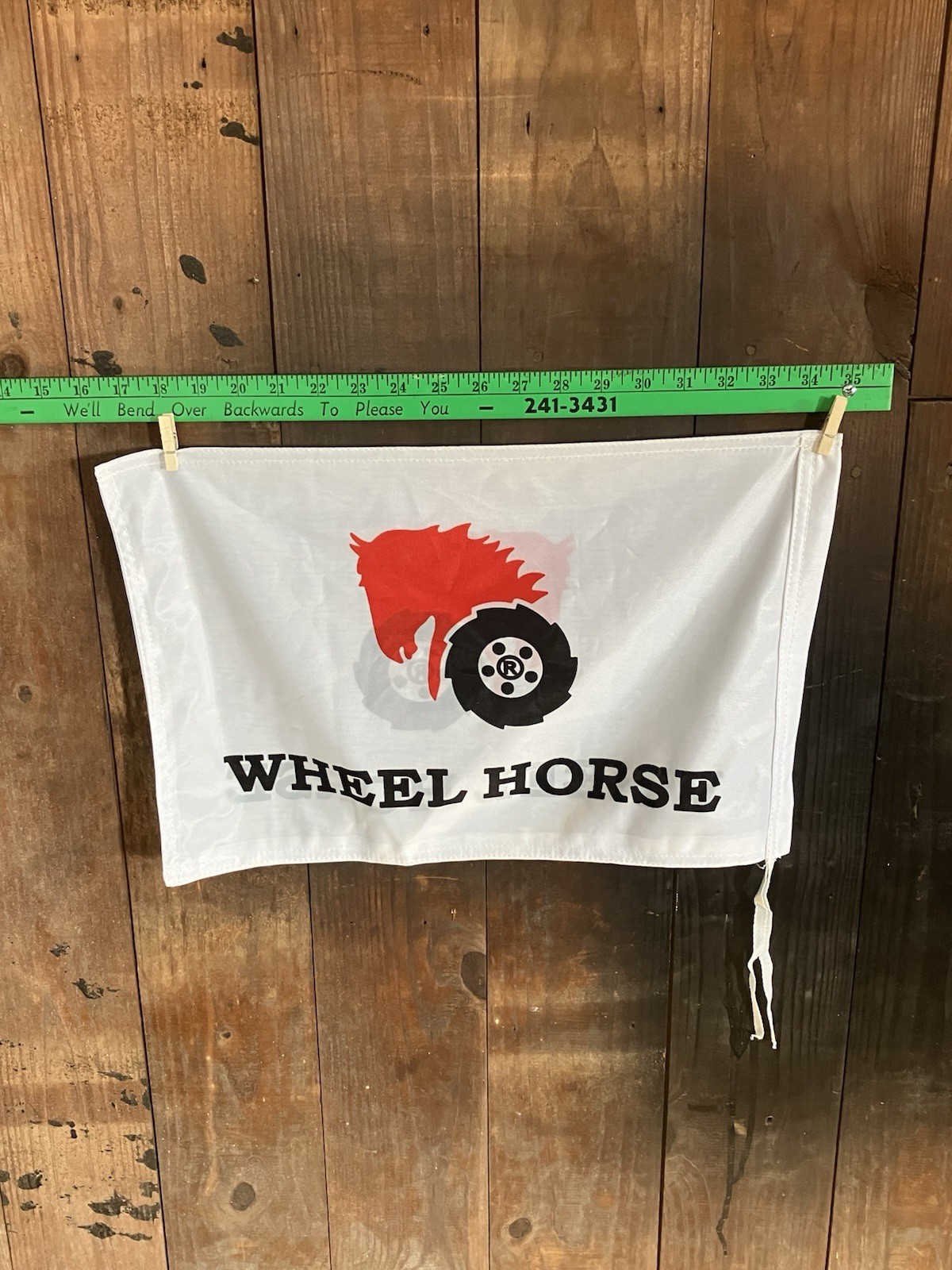 Vintage Wheel Horse Dealer Banner White Dbl sided NOS