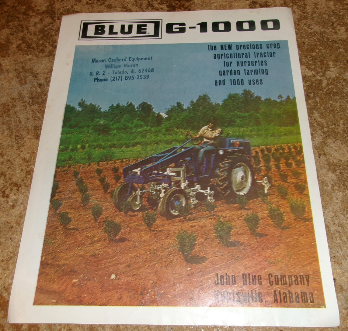 vintage blue G-1000 tractor 2 page brochure in good shape used