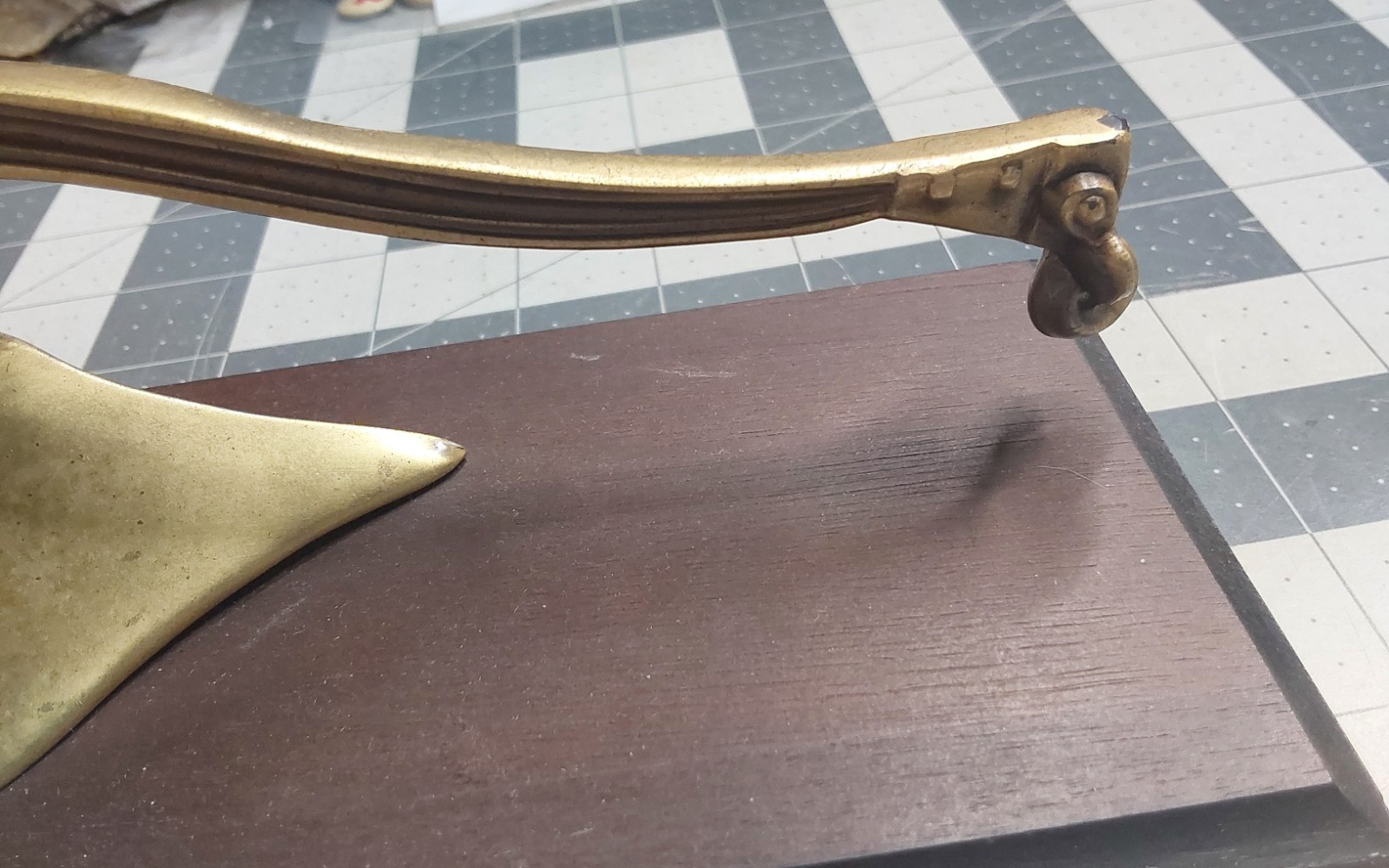 A.C.R. Limited Craftsman Brass Plow On Wooden Stand 10 Inches
