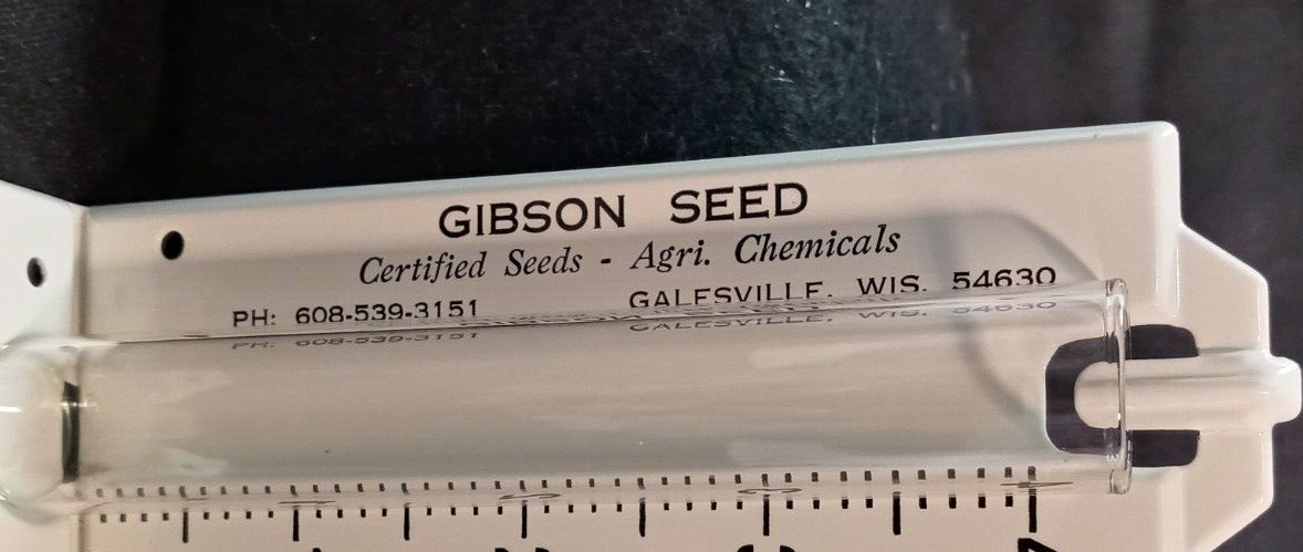Vintage Rain Gauge Gibson Seed Certified Seed Galesville Wisconsin FREE Shipping