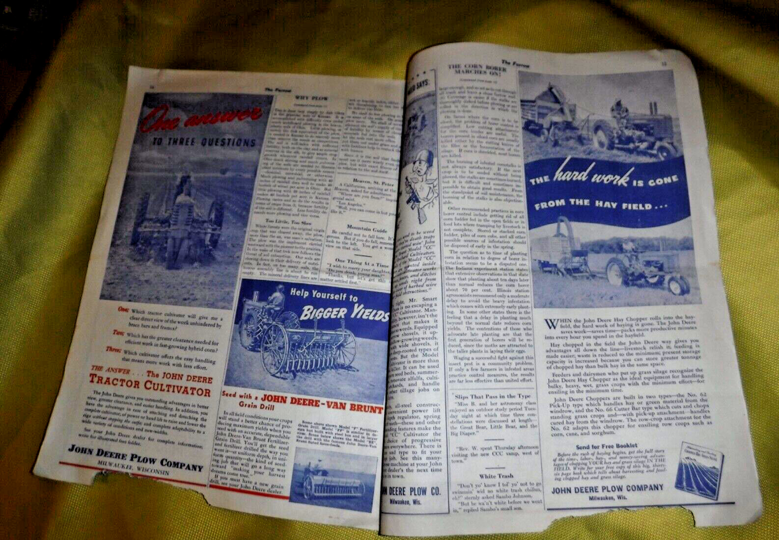 THE FURROW MAGAZINE APRIL 1944 WWII FARM MAGAZINE LARSEN IMPLEMENT DENMARK WI