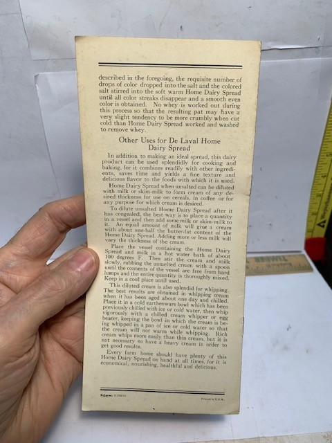 1932 DE LAVAL HOME DAIRY SPREAD THE SOLUTION OF THE BUTTER MAKING PROBLEM BKLT