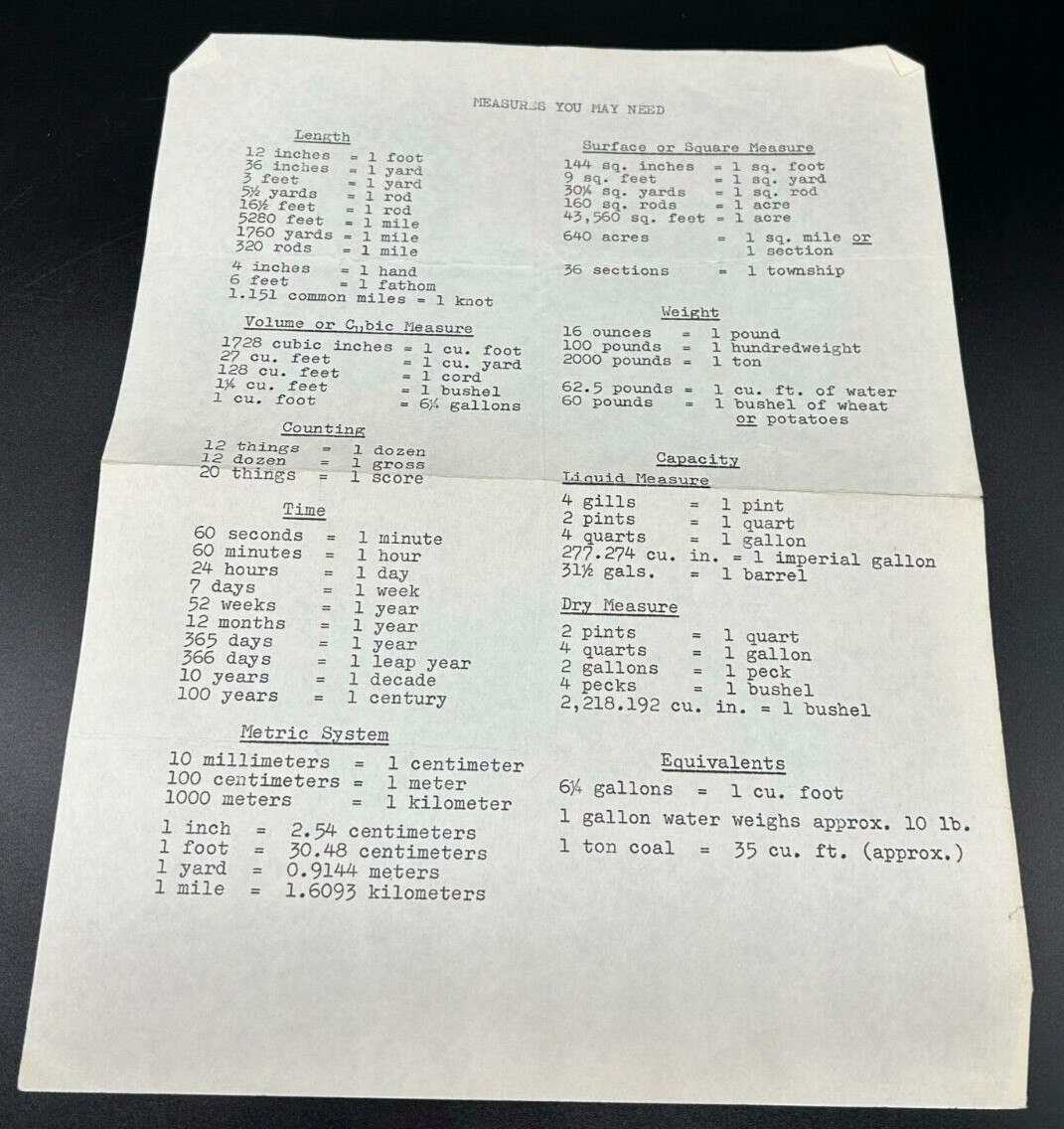 1945 Farm Facts Book-Cities Service Oils- Bonus Cheat Sheet for Measuring Cattle