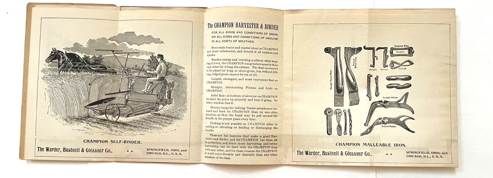 Fantastic Victorian Trade Brochure & Map « The Warder Bushnell & Glessner Co » *
