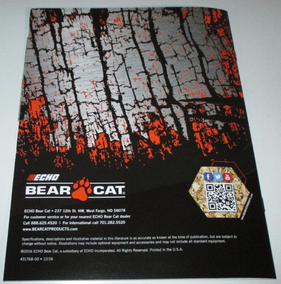 *Echo 2017 Bear Cat Full Line Sales Catalog Manual Brochure Chippers Shredders&&