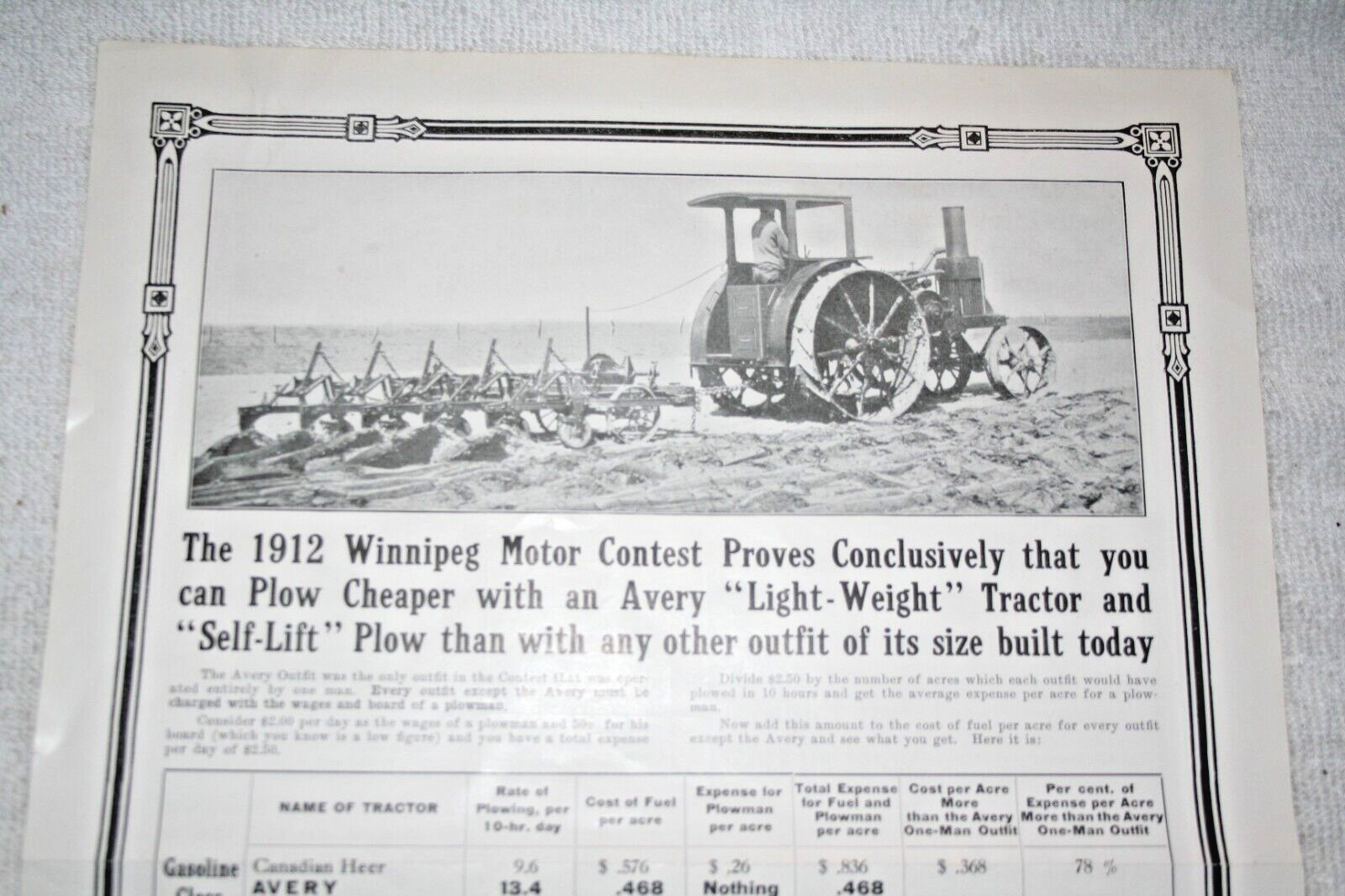 AVERY TRACTOR 1912 WINNIPEG PLOWING CONTEST
