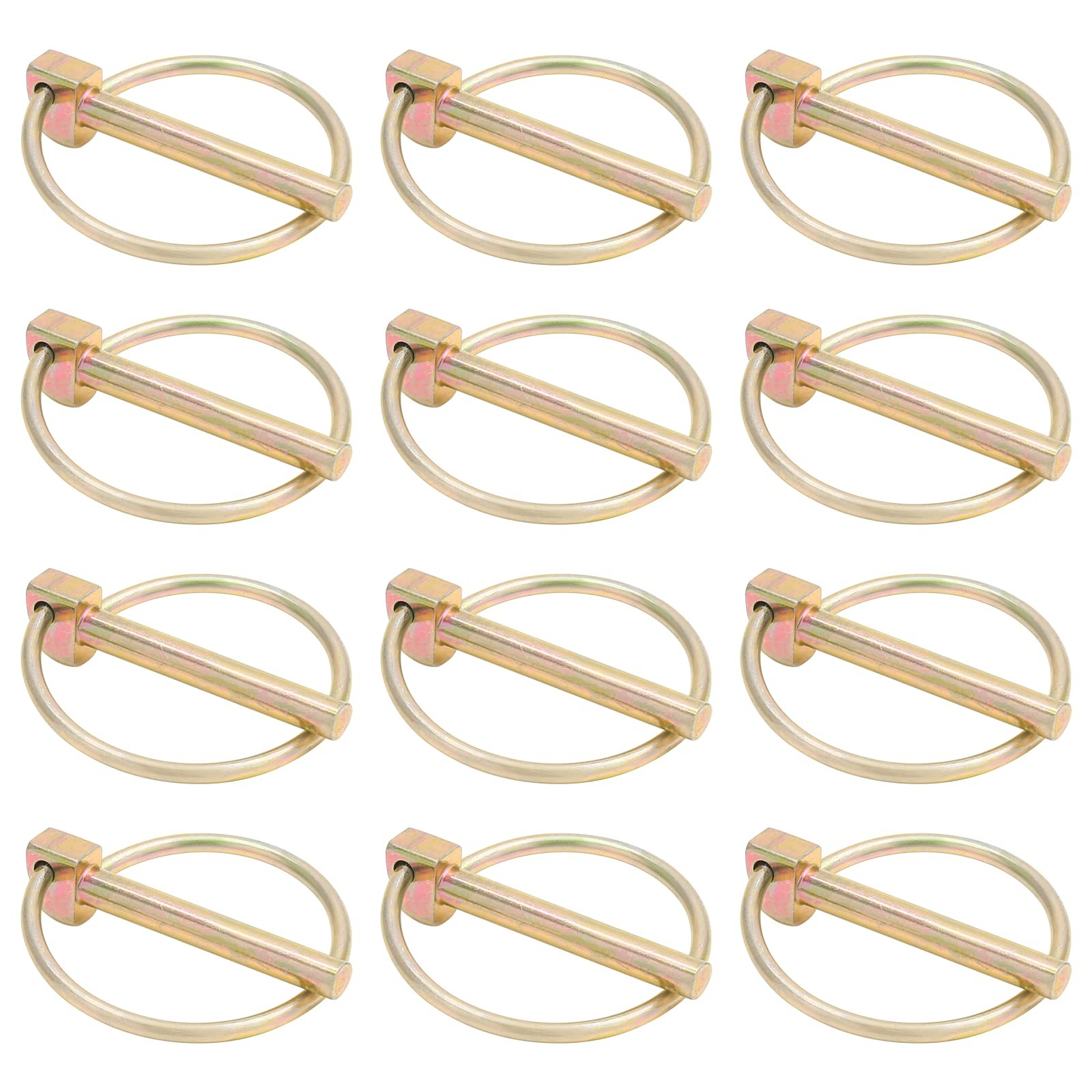 12 PCS 1/4 Inch Locking Pin With Ring Round Hitch Assortment Cotter Clip