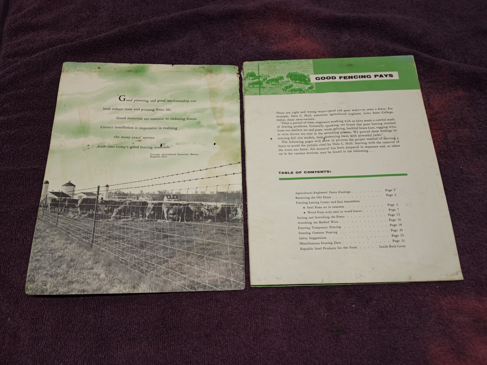 Vintage 1957 REPUBLIC STEEL HOW TO ERECT FARM FENCE BOOK BROCHURE AD