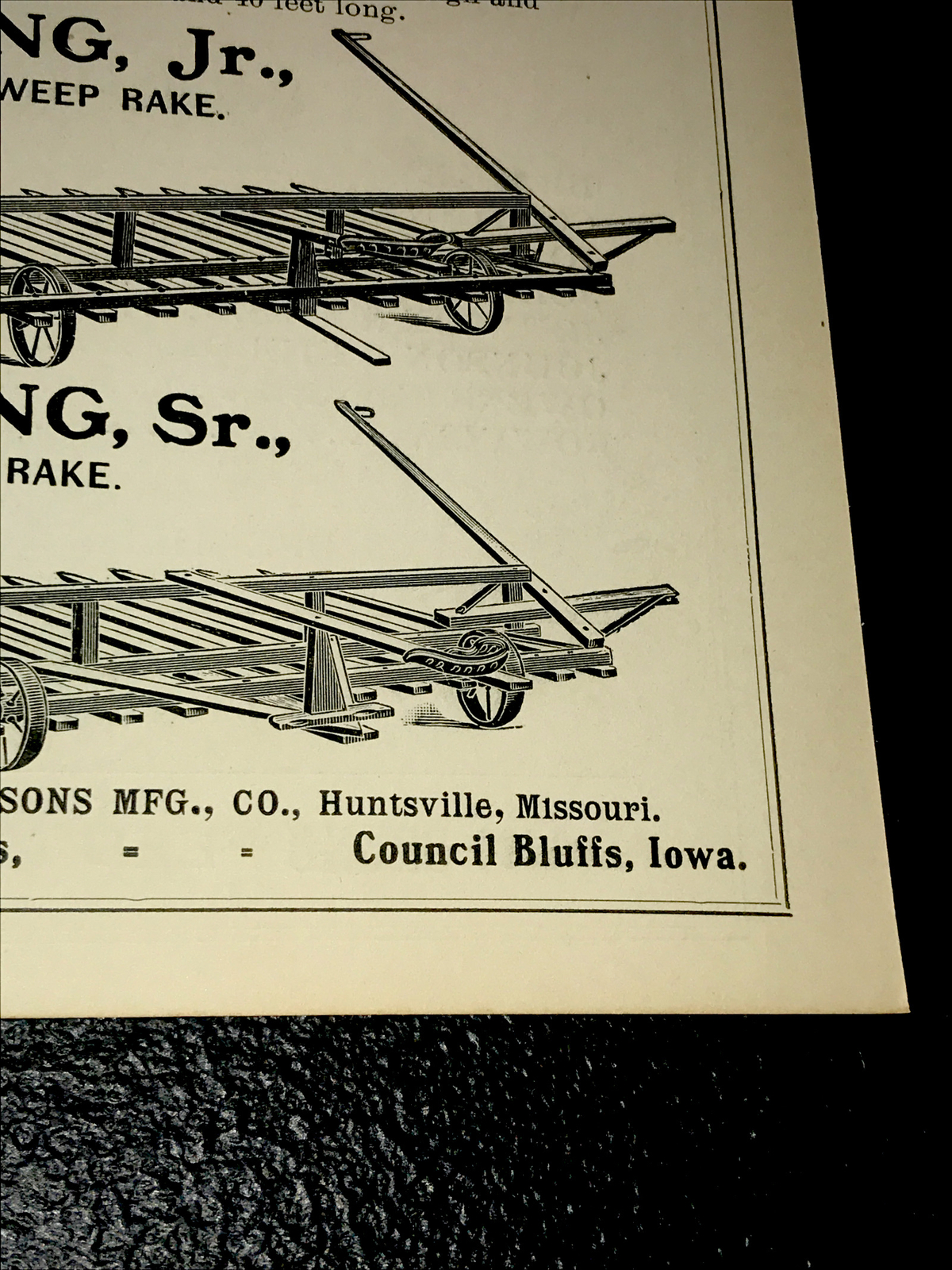 1905 Fleming Hay Stacker Farm Engraving Advertising – Huntsville – Missouri