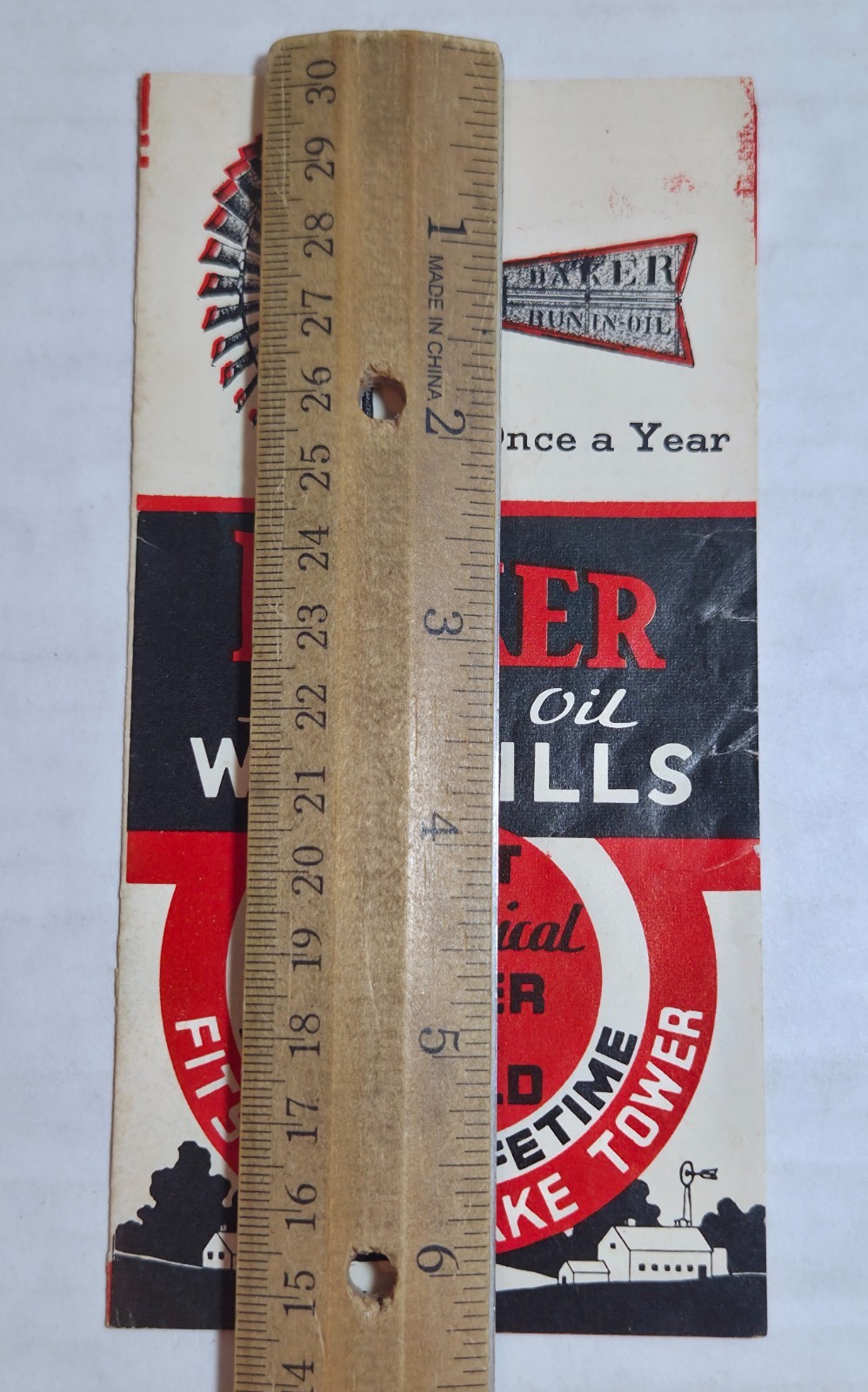 1920s Baker Run in Oil Windmills brochure ad, farm history, Napoleon, Ohio