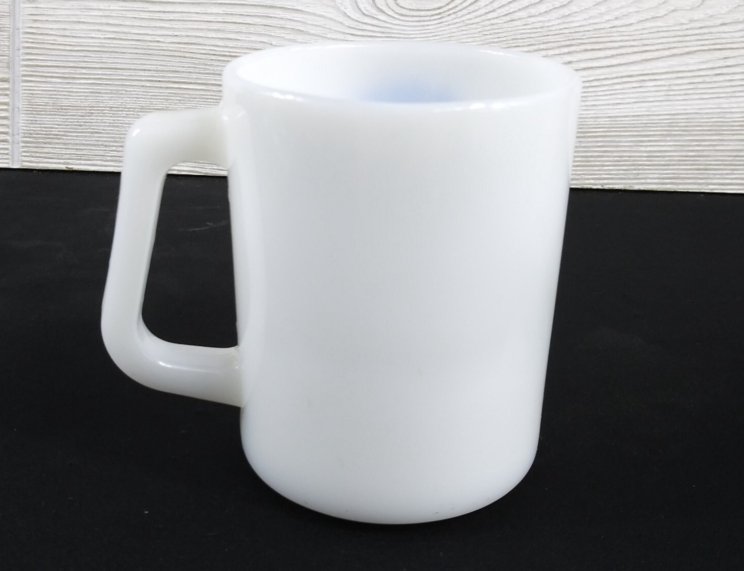 VTG Burch True Blue Farm Implements Coffee Mug Federal Glass Ag Ribbon Logo READ