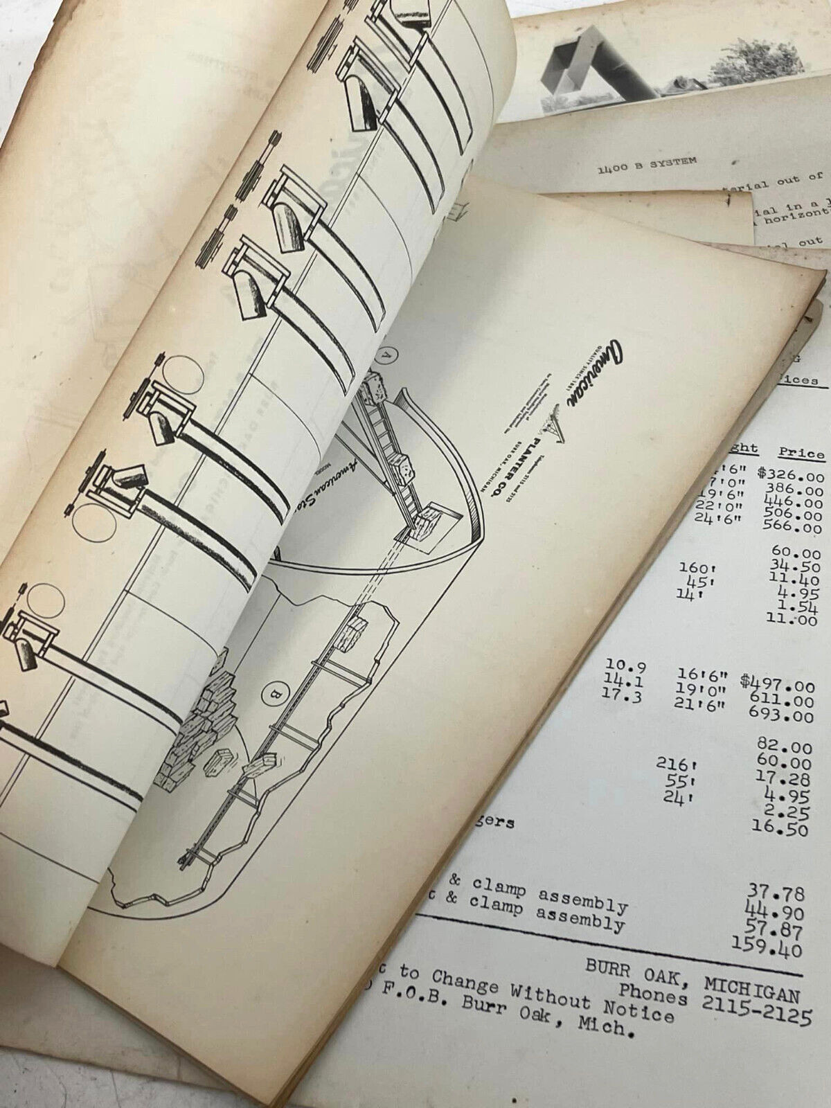 Vtg 1950s American Standard Planter Co Farm Bins Auger+ Diagram Brochure Bundle