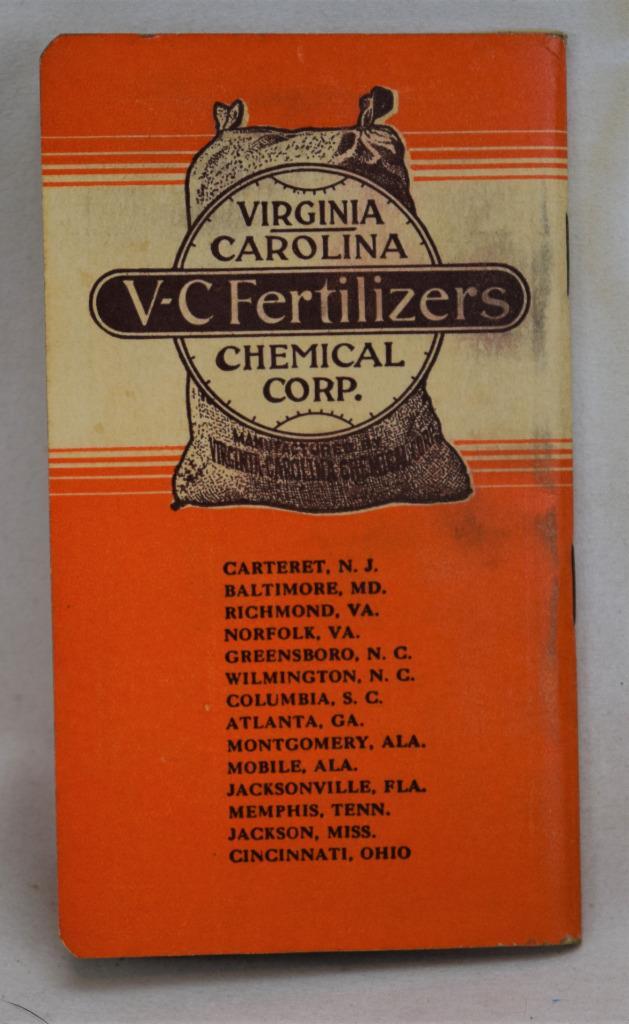 1934 1935 VC Virginia-Carolina Fertilezer Pocket Notebook Calendar Unused