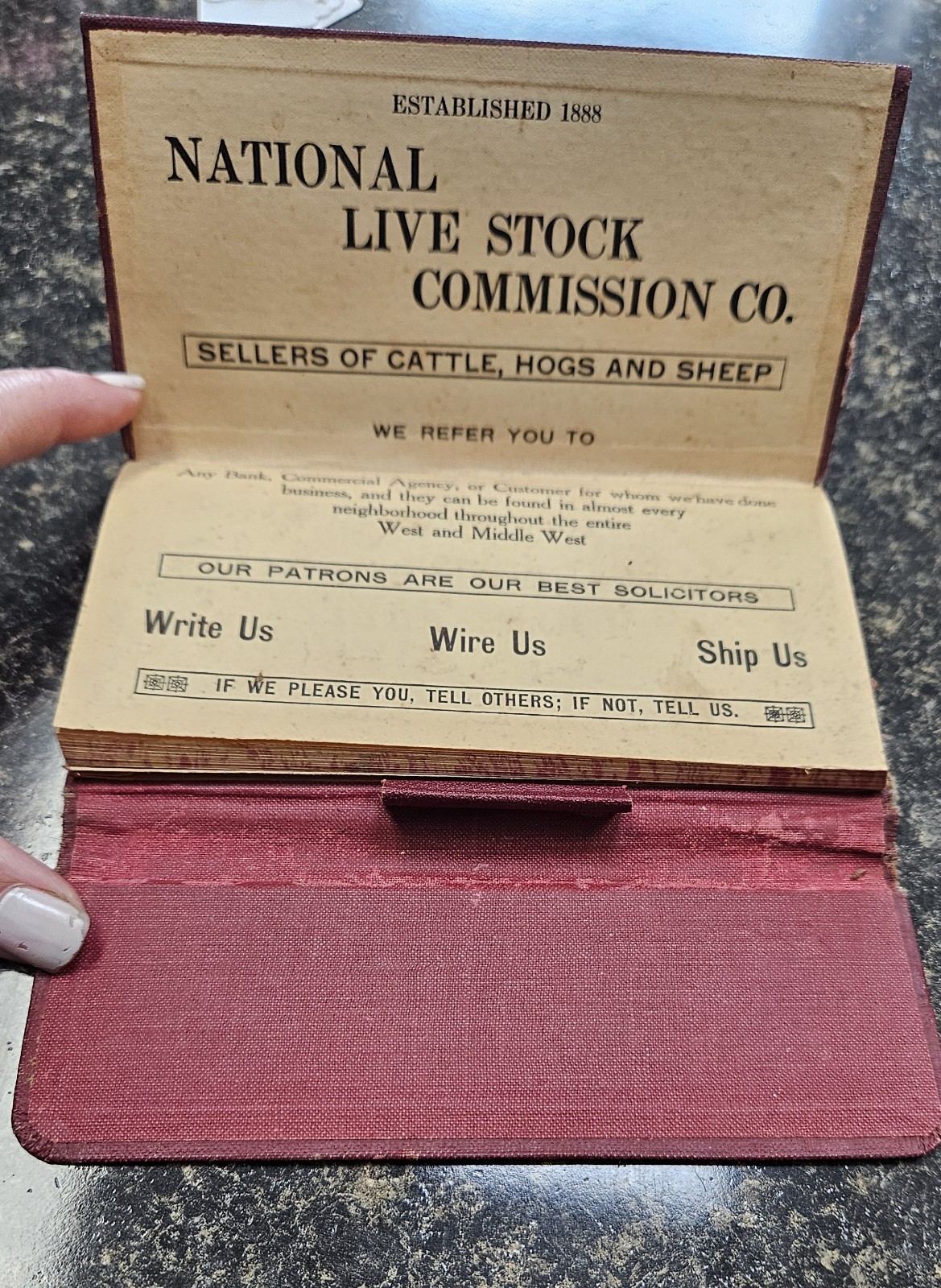 1925–1926 National Live Stock Commission Co. Pocket Ledger Book – Aldrich MO