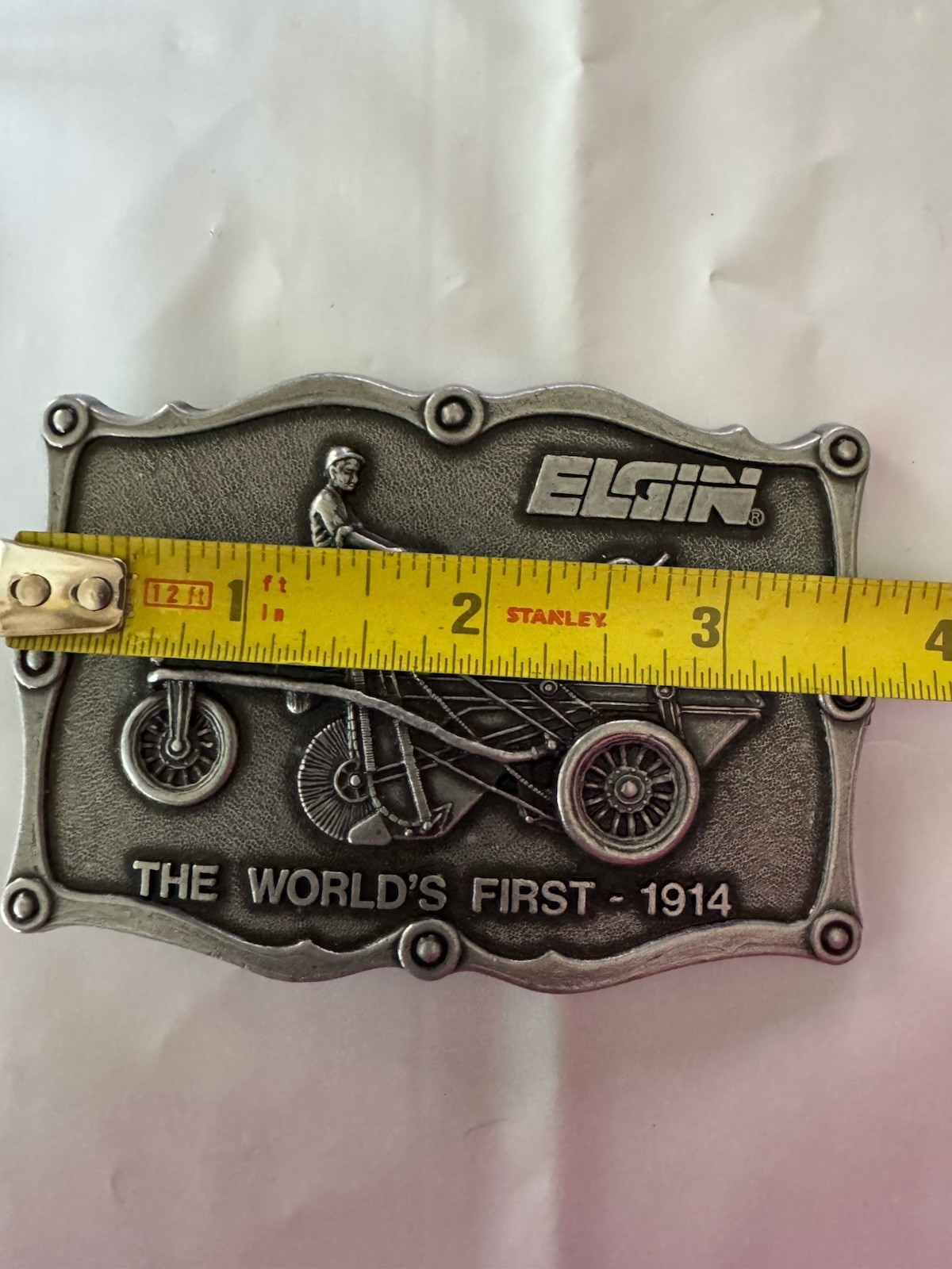 Elgin Original Agriculture Silver Gray Belt Buckle Advertising Collectible