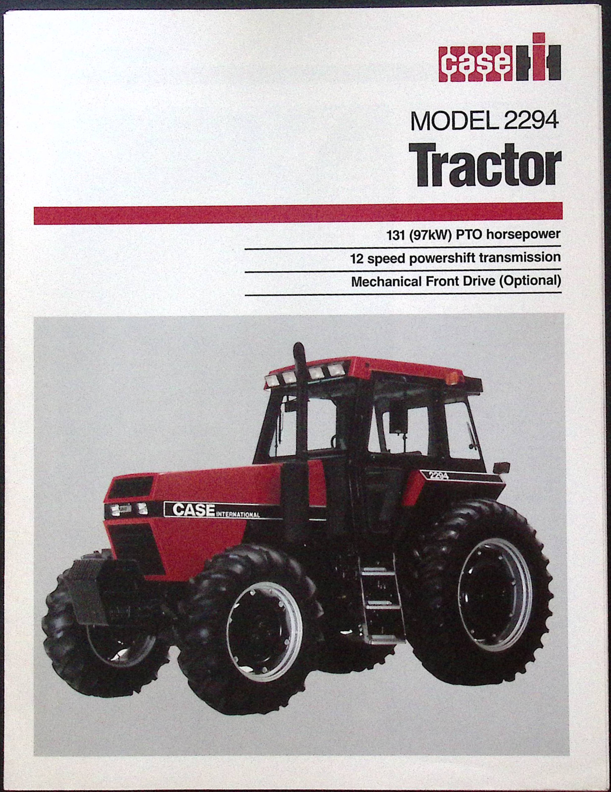 Case IH Model 2294 Tractor Brochure Vintage Agricultural Farming Spec Sheet