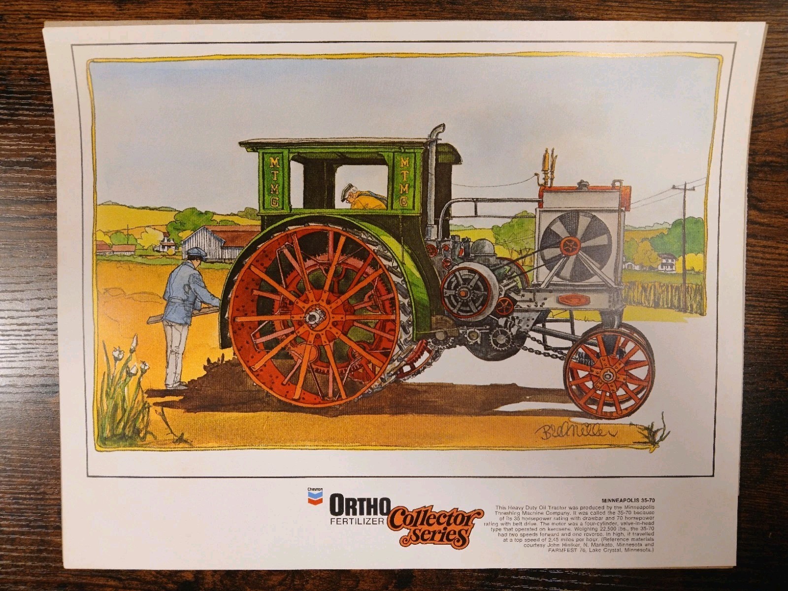 Vintage 1981 Ortho Fertilizer Tractor Print Lot with Original Dealer Letter