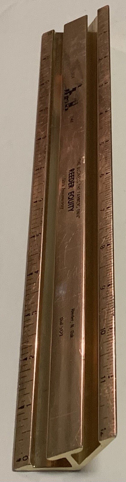 Vtg Reeder Equity 50th Anniversary Metal Ruler North Dakota ND Elevator Ag 1964