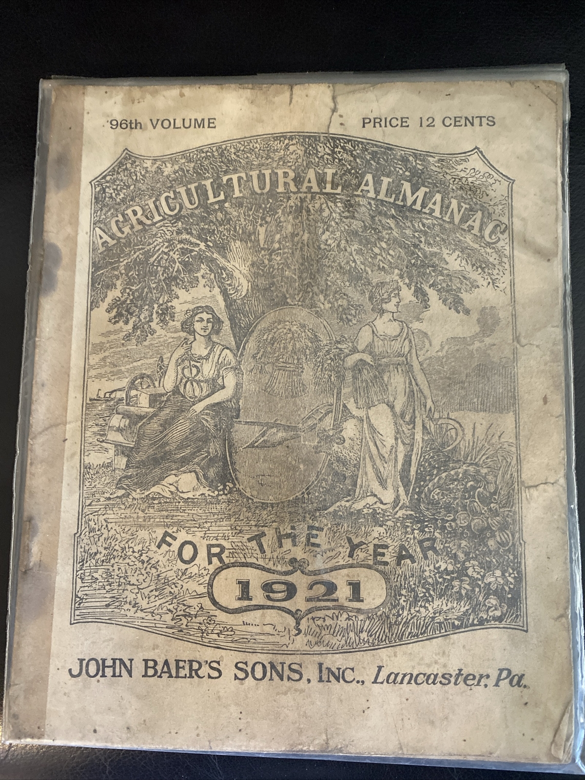 Vintage 1921 John Baers Sons Agricultural Almanac Lancaster Penn Farmers Almanac