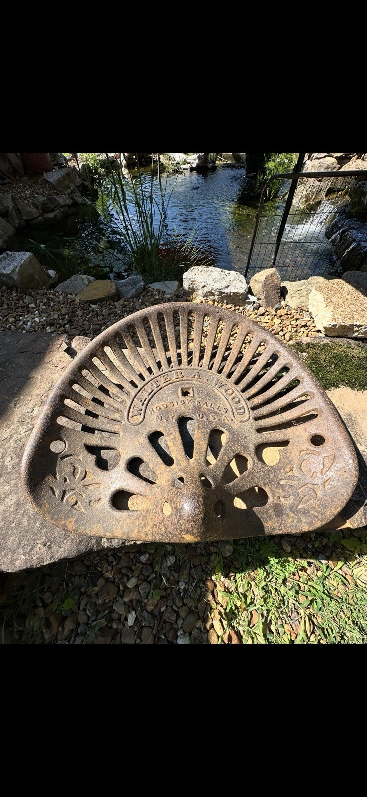 Antique Walter A. Wood Cast Iron Tractor Seat Hoosick Falls NY Farm Primitive