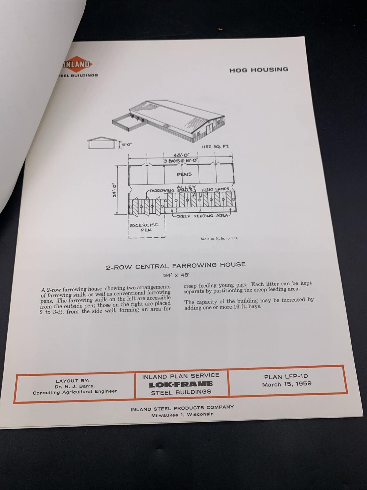 Rare 1959 Inland Steel Agricultural Buildings Plans & Specs-Hogs-Sheep-Poultry