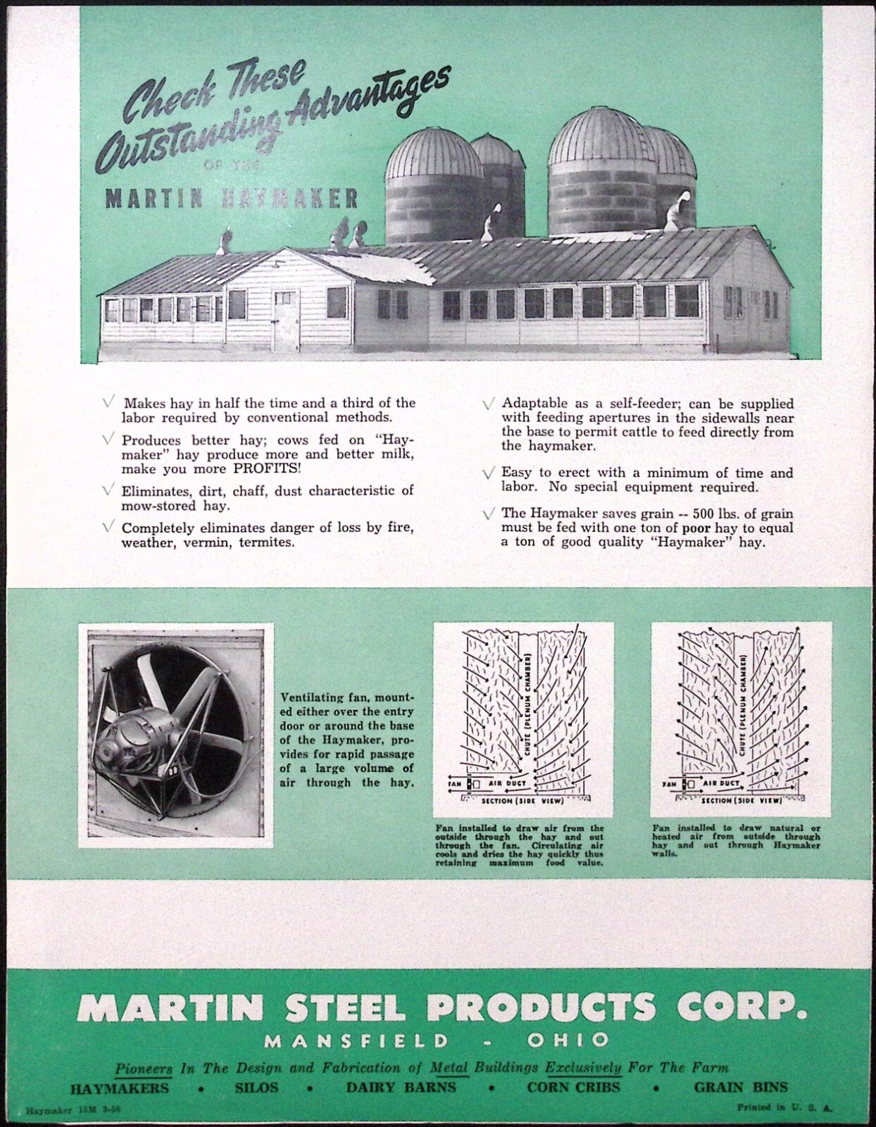 1950 Martin Haymakers Martin Steel Bilt Farm Buildings Brochure