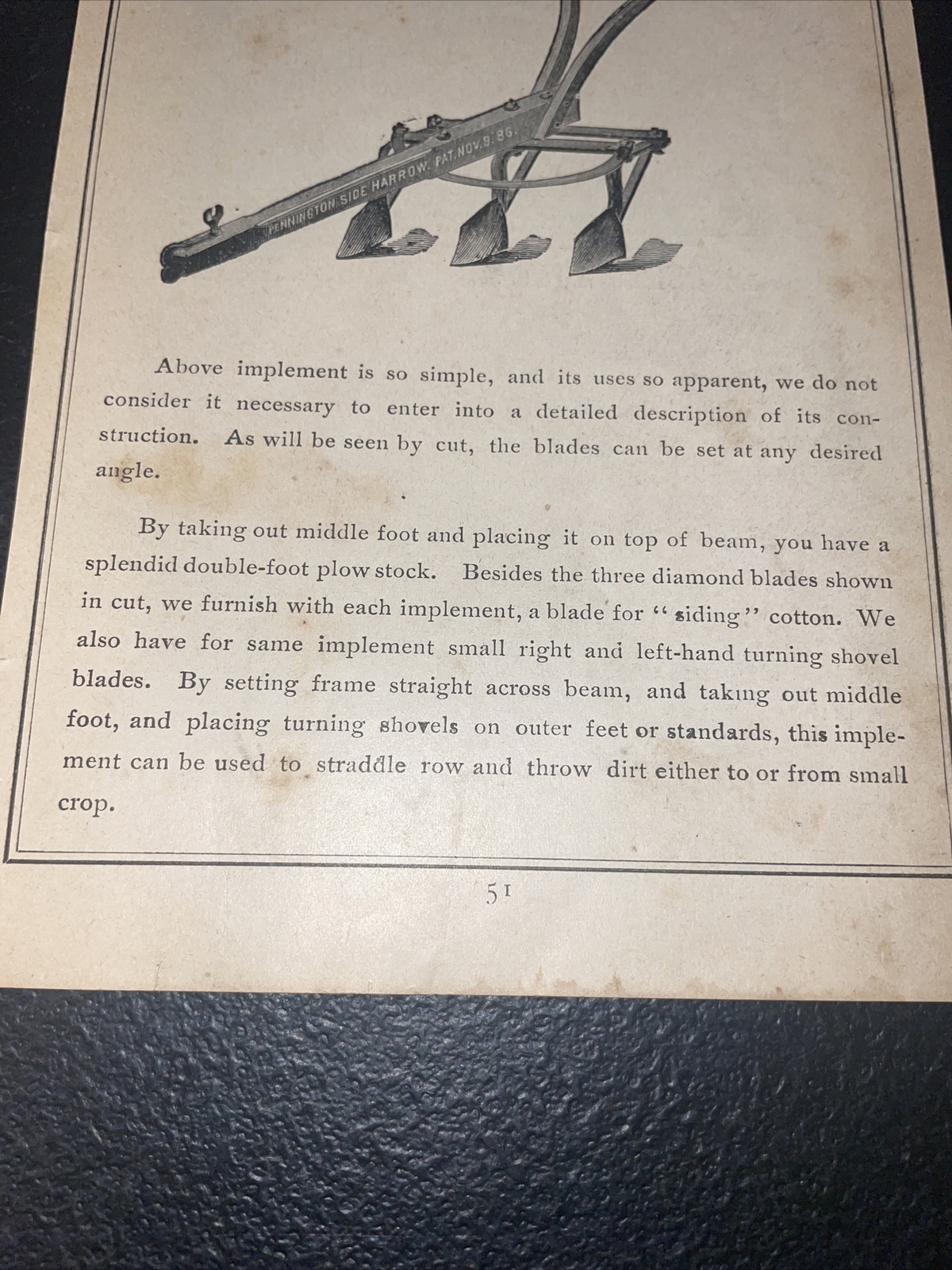 1891 Baldwin – Pennington Harrow Cultivator Farm Advertising – New Orleans – LA