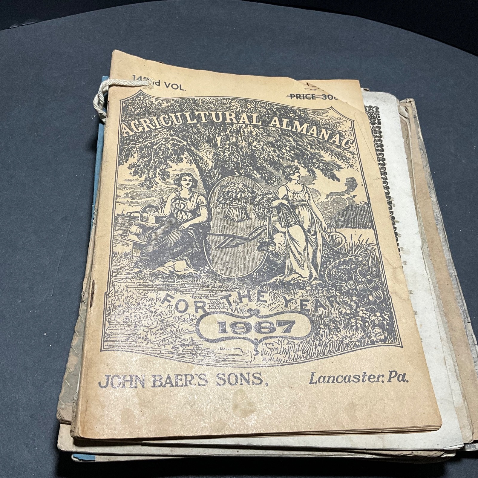 Antique LOT of 24 AGRICULTURAL ALMANACS 1837-1967 English German 19th C.