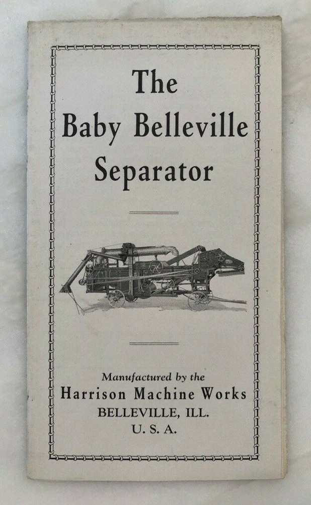 Baby BELLEVILLE THRESHING Antique HARRISON MACHINE WORKS Farm Advertising IL