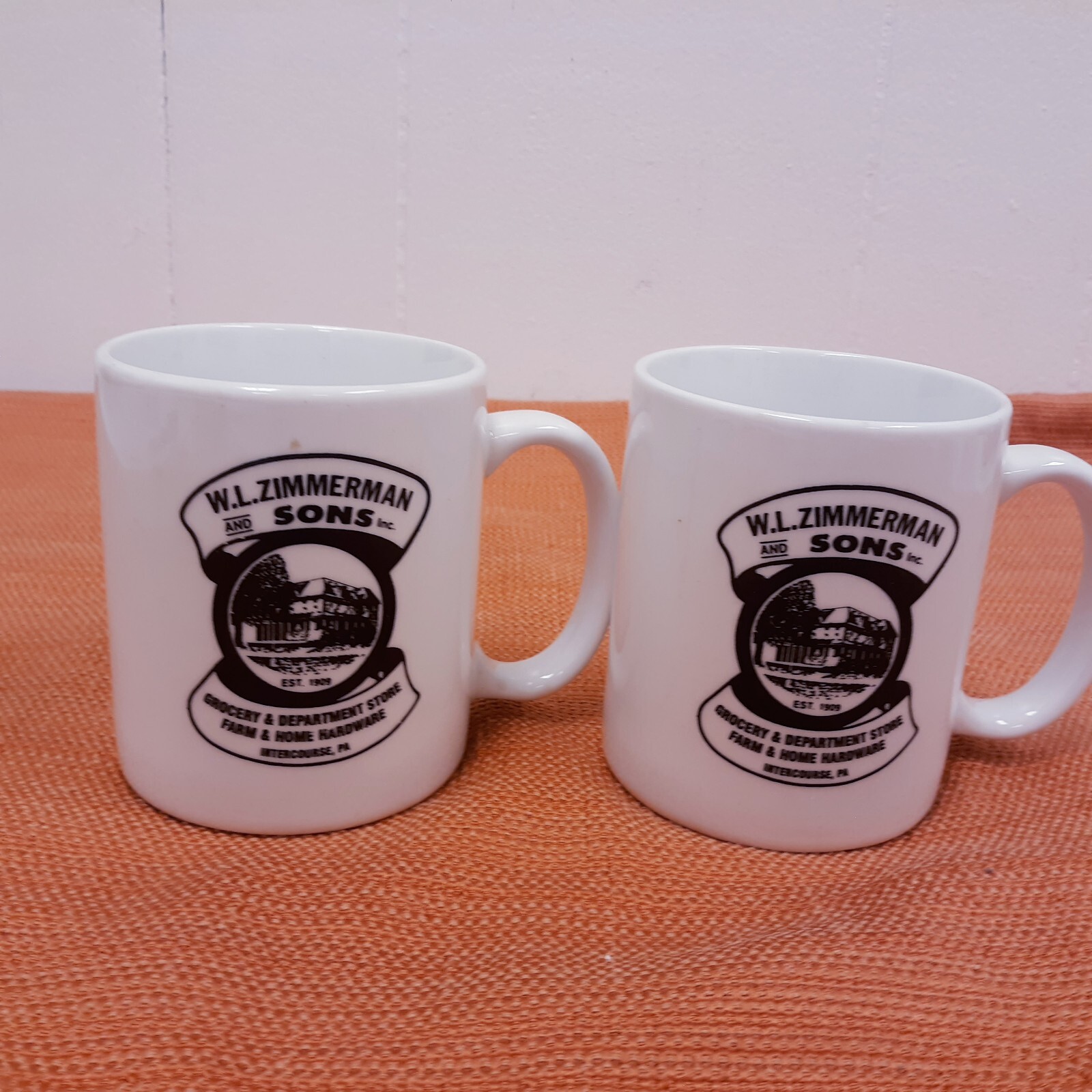 VTG Set of 2 Linyi 90th Anniversary 1909-1999 W.L. Zimmerman & Sons Cup Mugs