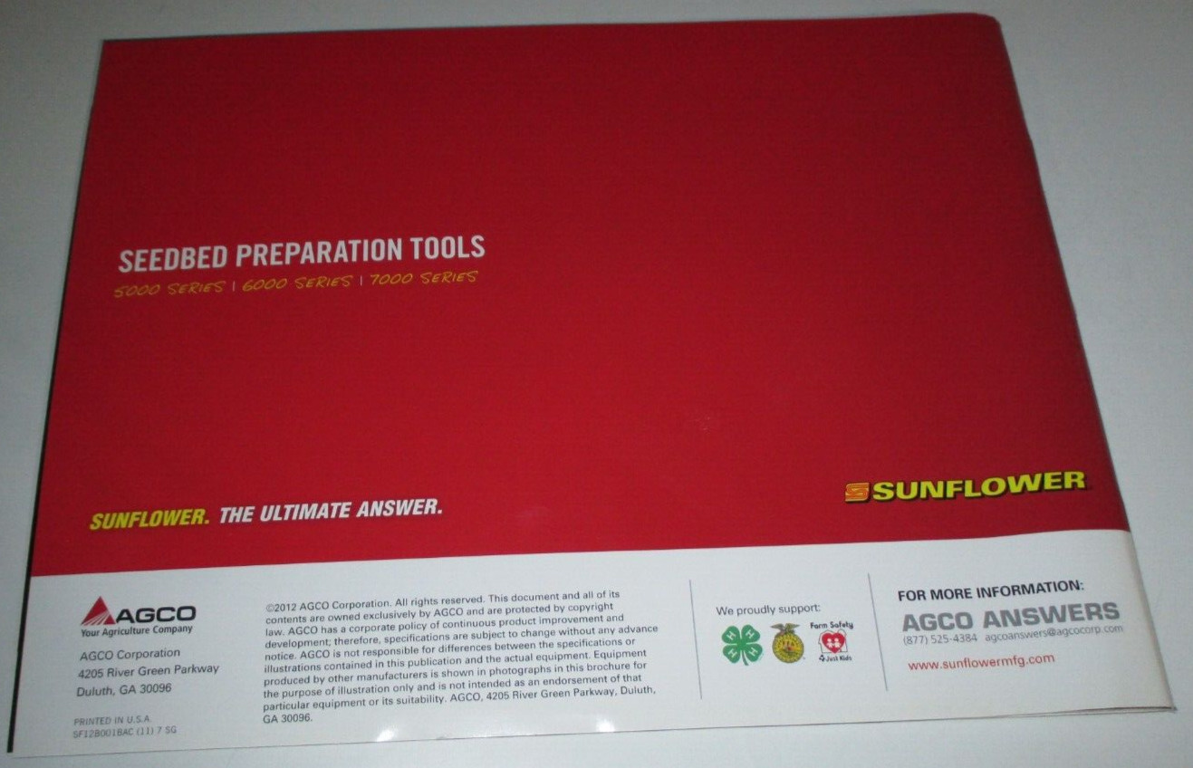 *Sunflower 5000 6000 7000 Series Seedbed Preparation Tools Sales Brochure 2012