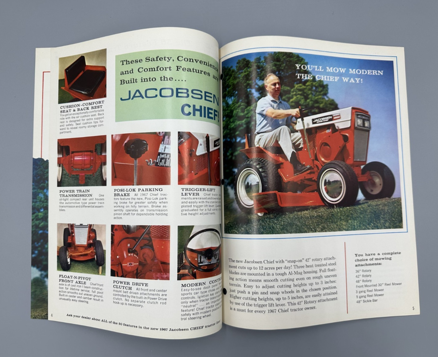 1967 JACOBSEN CHIEF TRACTORS Advertising Brochure LAWN & GARDEN Vintage