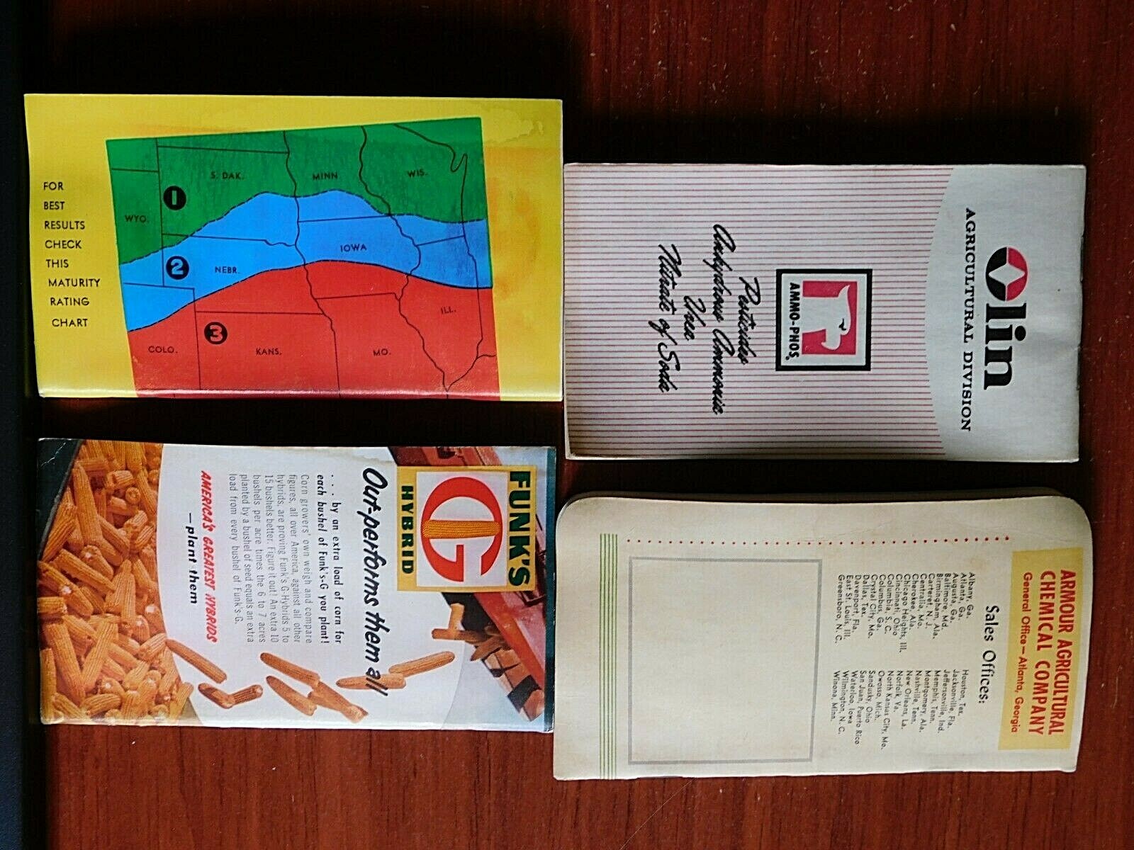 4) Notebooks: Funk&rsquo;s G, McCurdy Hybrids, Olin Agri, Armour Fert – advertising