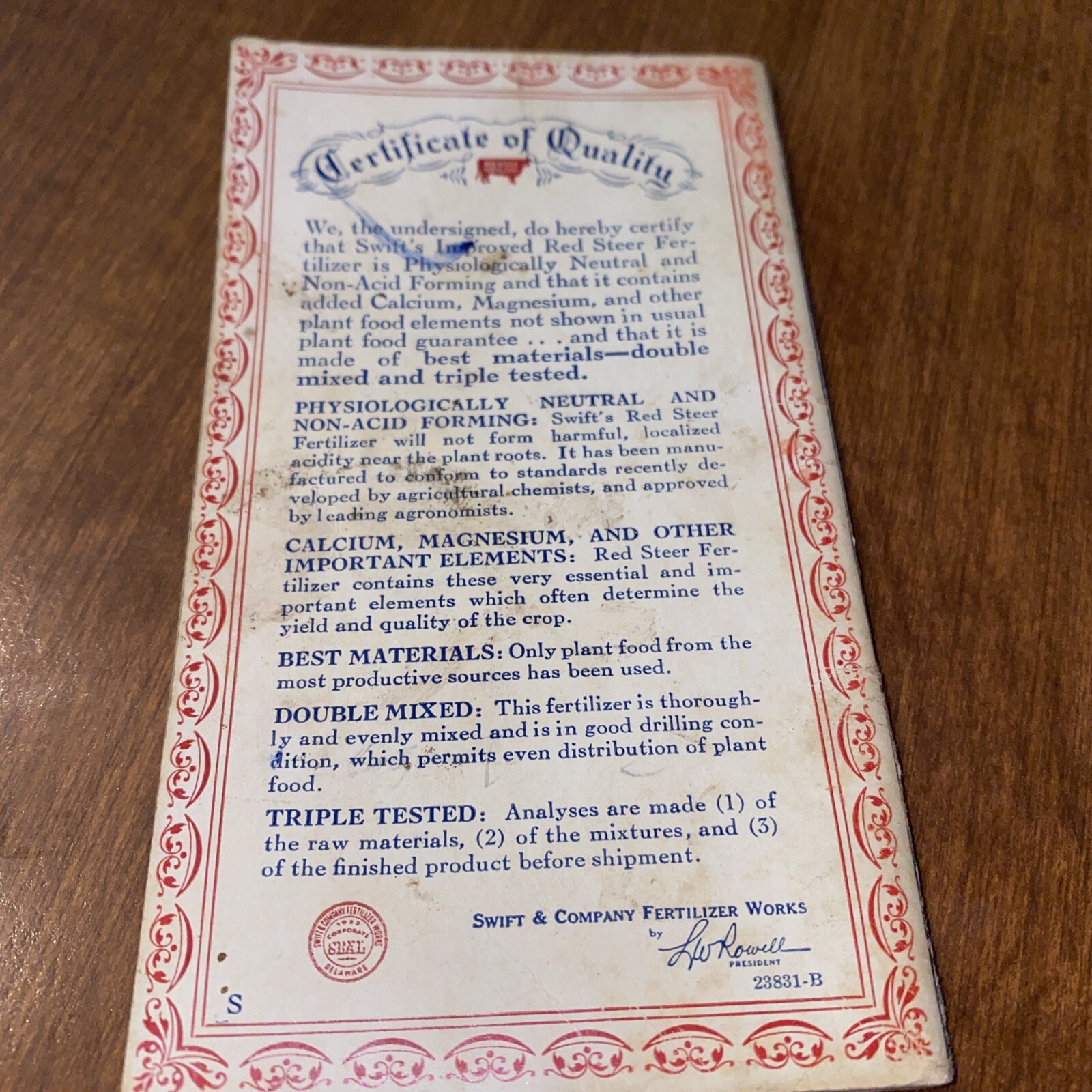 Vintage 1945 Swift&rsquo;s Red Steer Brand Fertilizers Advertising Memo Book Notepad