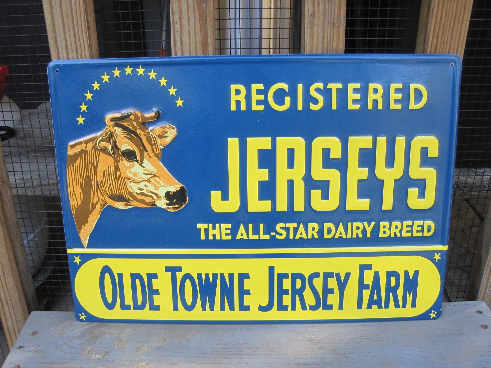 Jersey&rsquo;s Olde Towne Jersey Cattle Cow Farm Metal Feed & Seed Farm Steel Sign