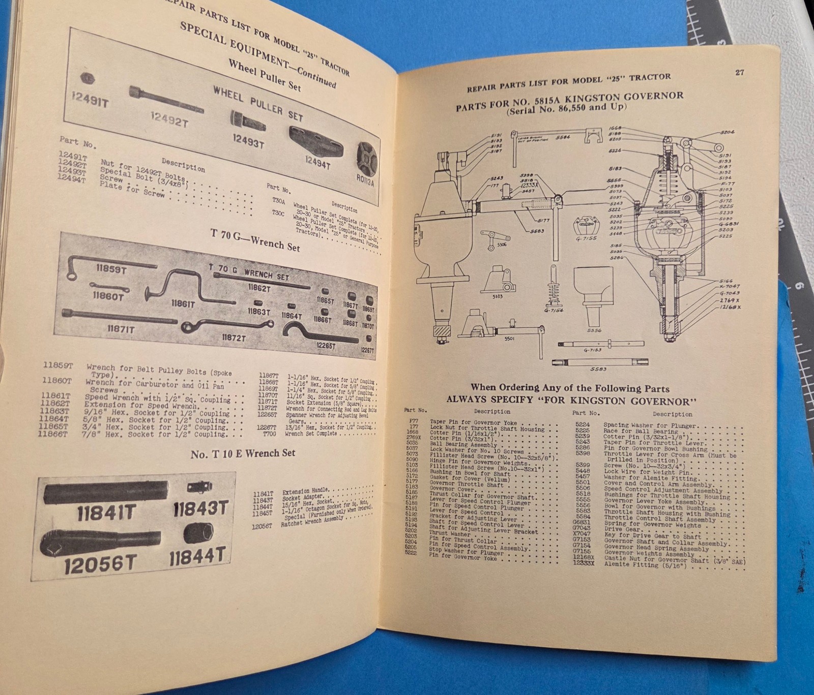 Vintage Manual Repair Parts List Massey Harris Model 25 Tractor 1938