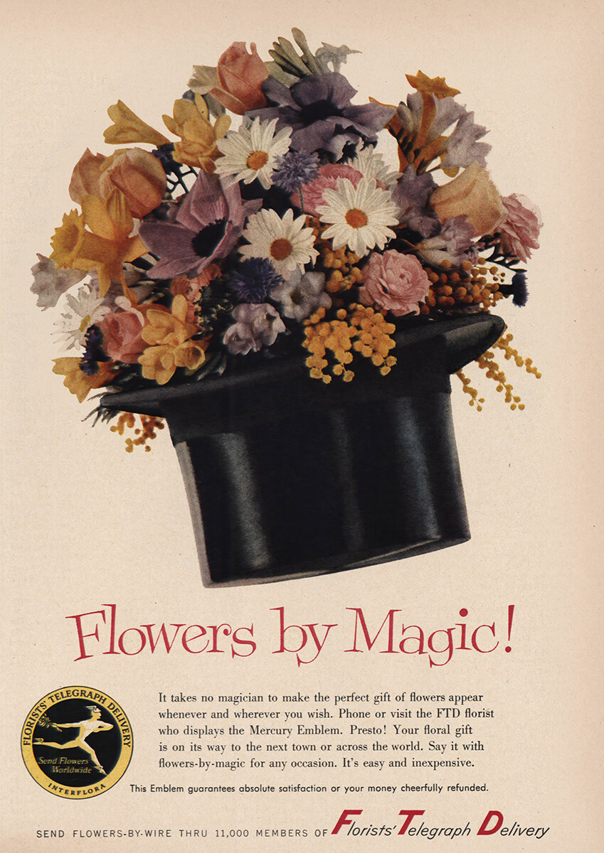 1957 FTD: Flowers by Magic Vintage Print Ad