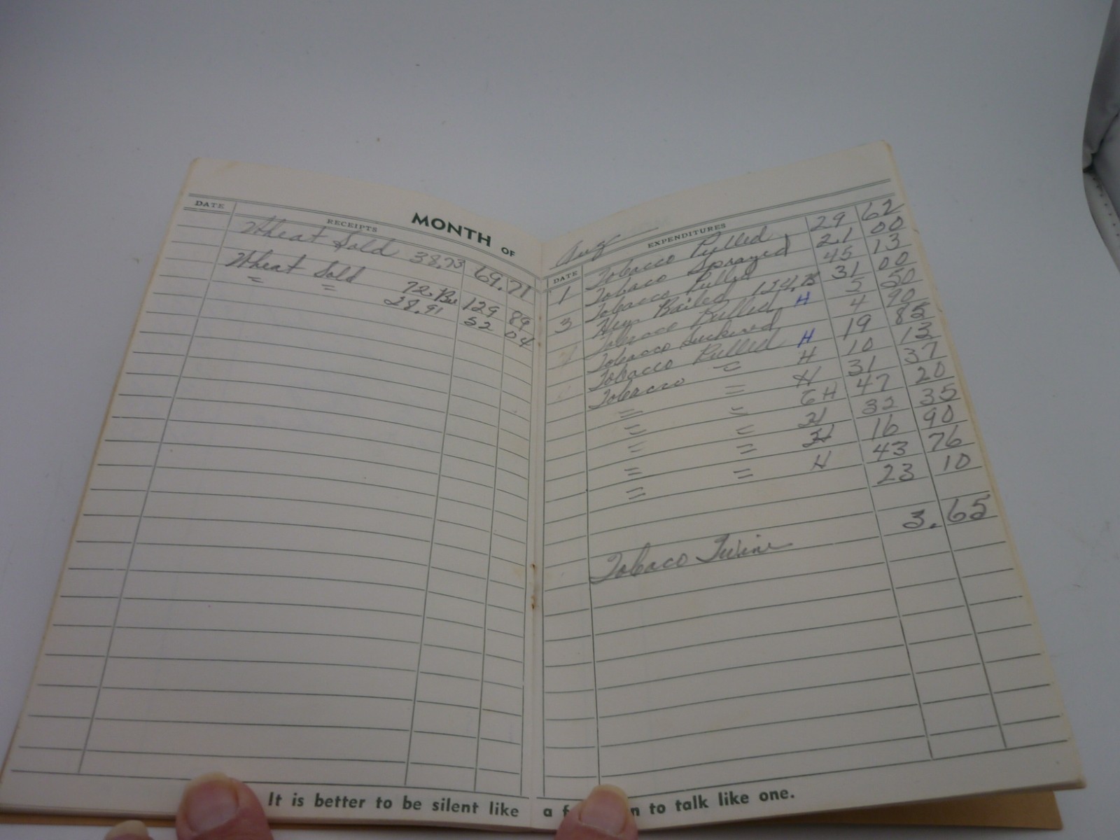 1953 Master Farmer Ledger Rain Hail Insurance Bureau Farm Record Book