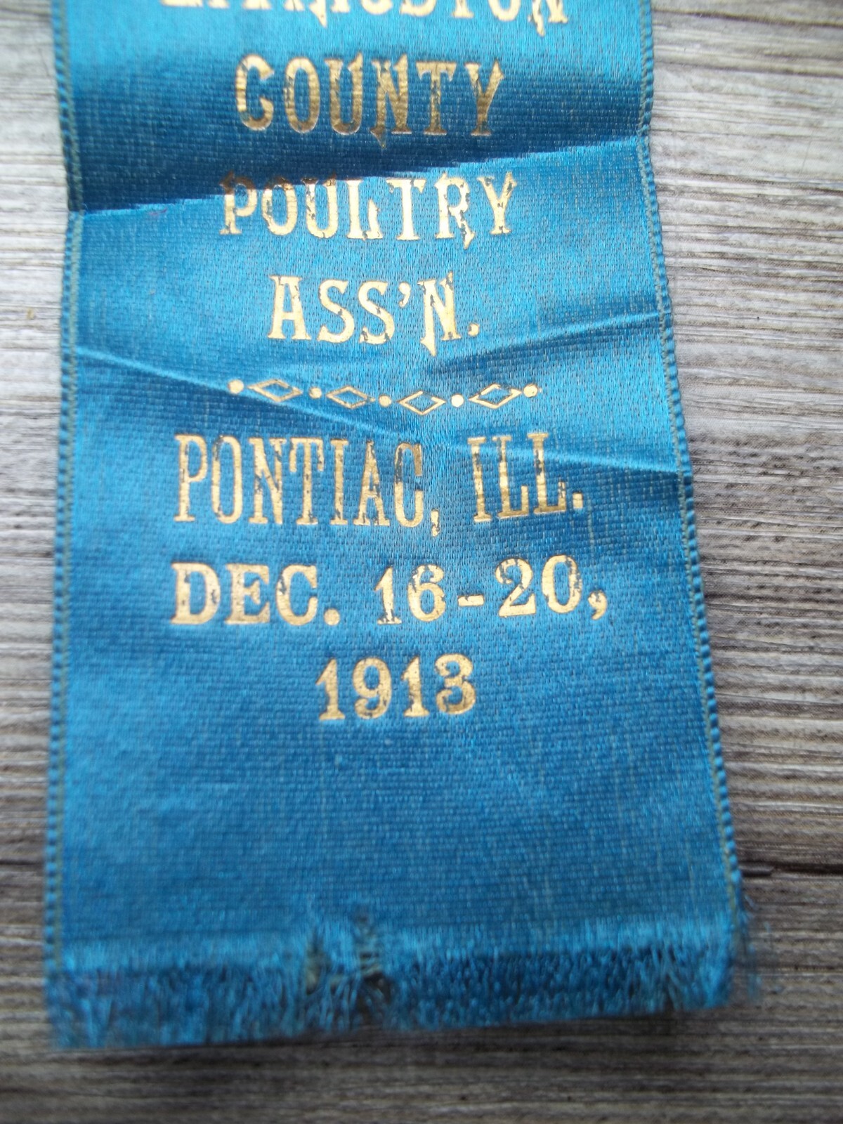premium 1st place poultry ribbon Pontiac Il. 1918 A.P.A. show Z29