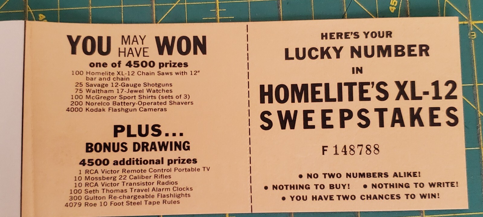 Vintage 1960 s Chainsaw Ad Sweepstakes Cards
