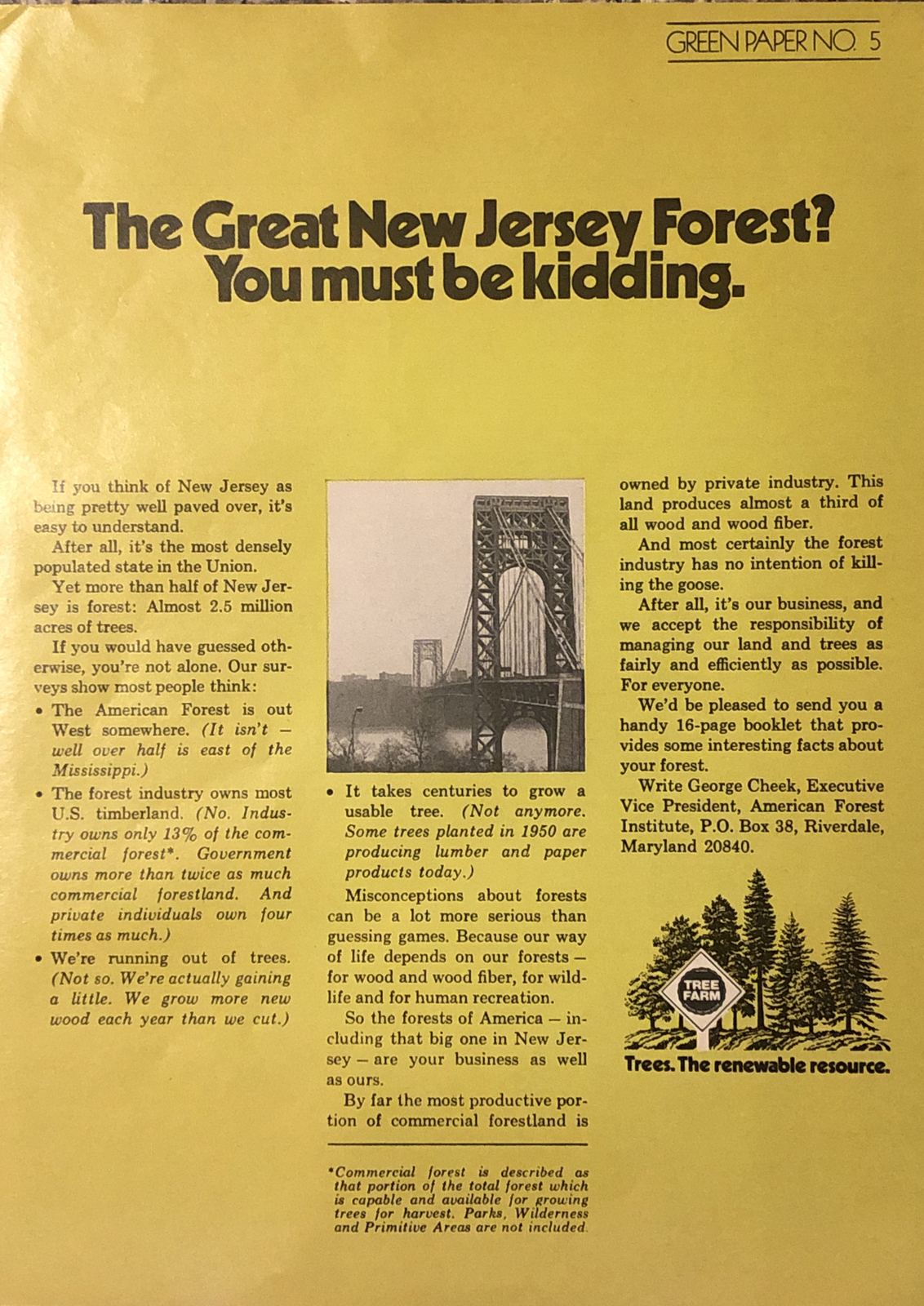 1974 American Forest Institute PRINT AD Great New Jersey Forest VTG 1970s