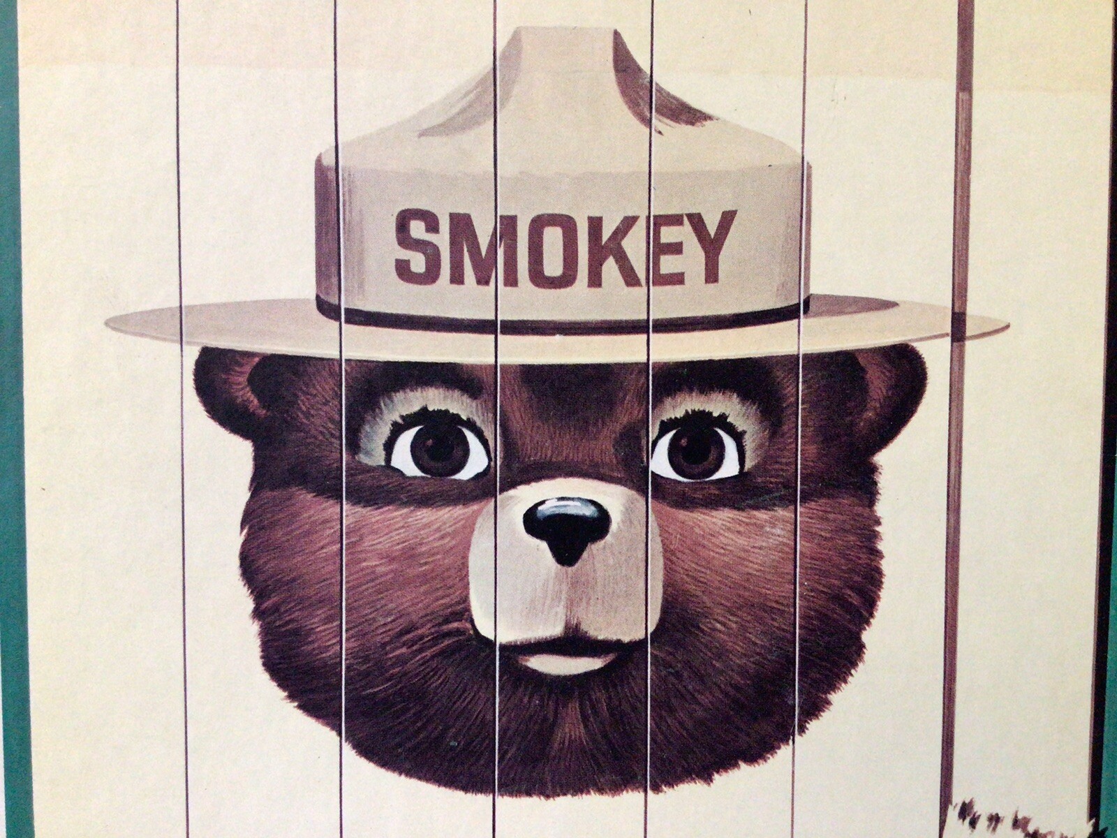 SMOKEY THE BEAR ORIGINAL 1963 MATCHBOOK STAND UP CARDBOARD COUNTER DISPLAY SIGN